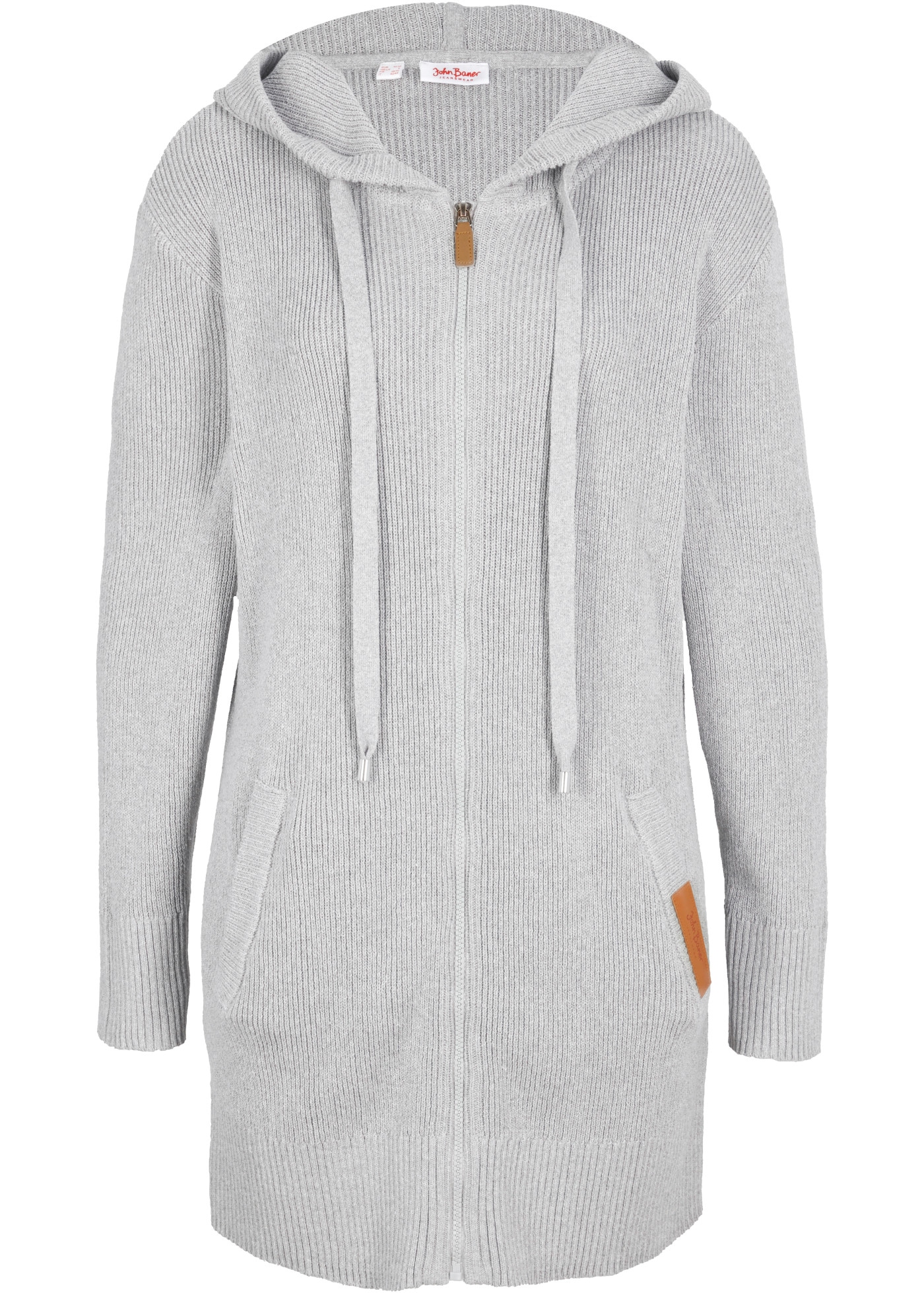 bonprix Manteau en tricot avec capuche, en mélange de coton, coupe oversize