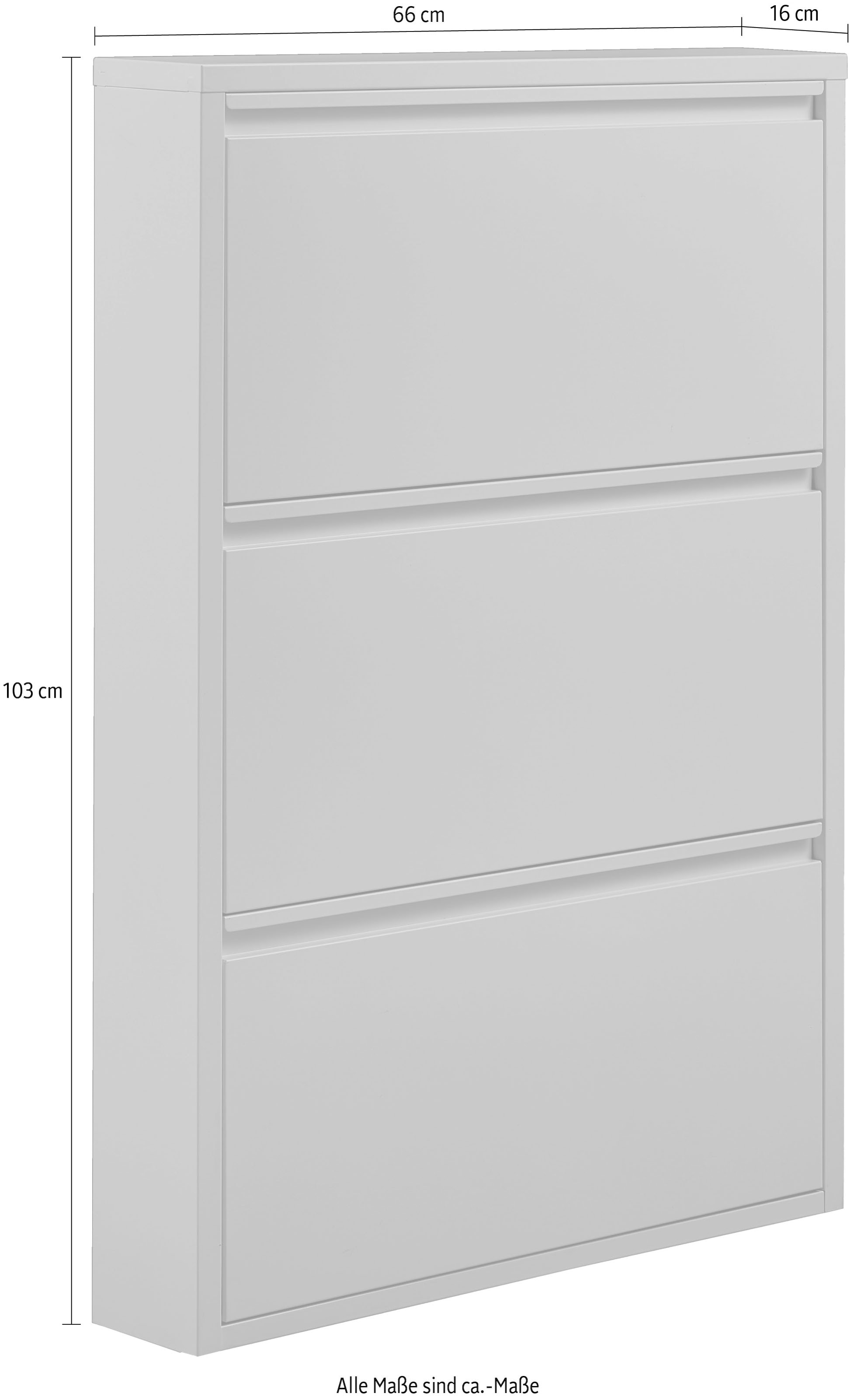 WOOOD Schuhschrank »Metall pulverbeschichtet mit Griffleiste H 103 x B 66 x T 16 cm« Tragkraft 20 kg pro Fach, einfach zu montierbar, pfleigleicht