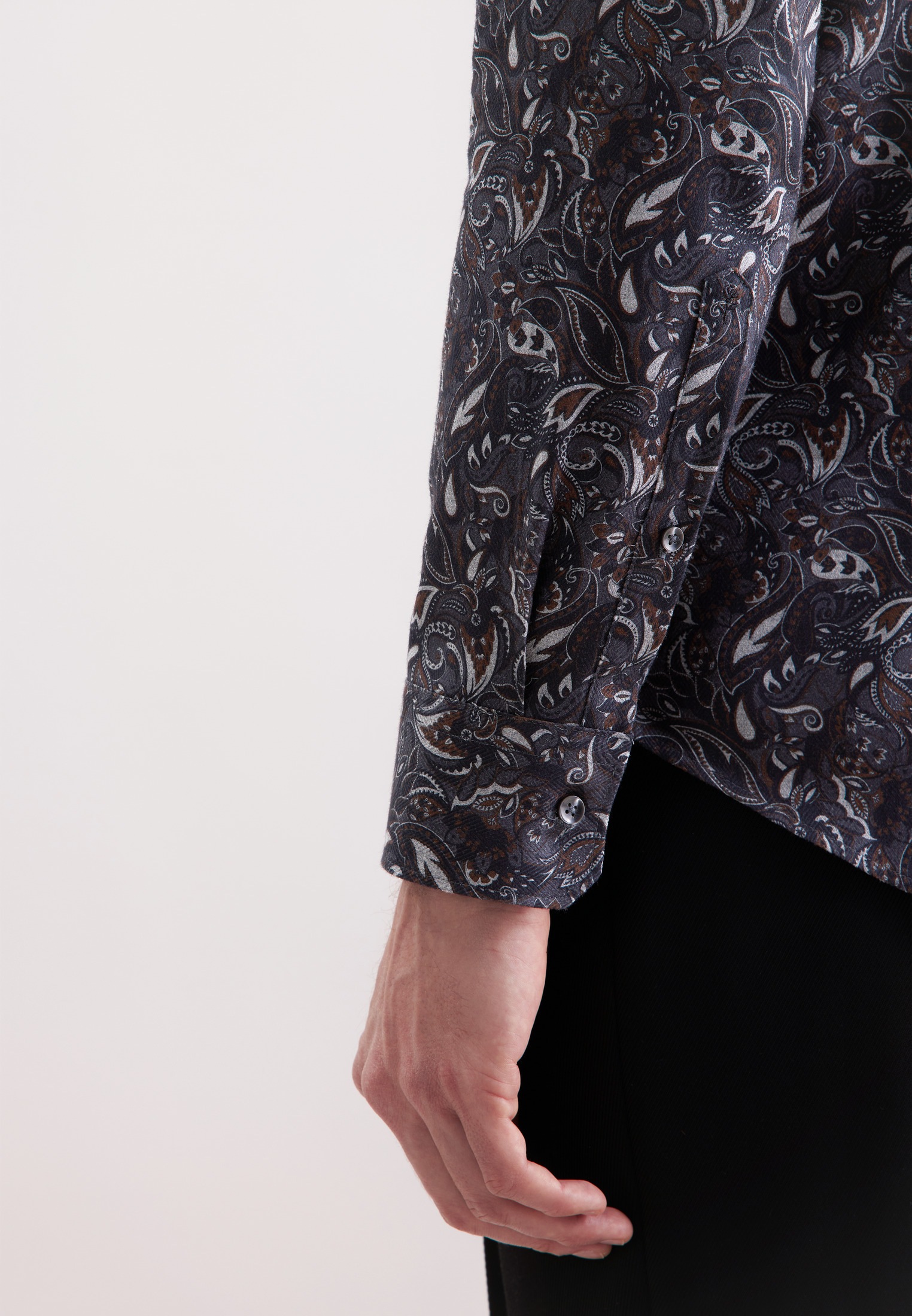 seidensticker Flanellhemd »Schwarze Rose« Slim 1/1 Kentkragen Geblümt