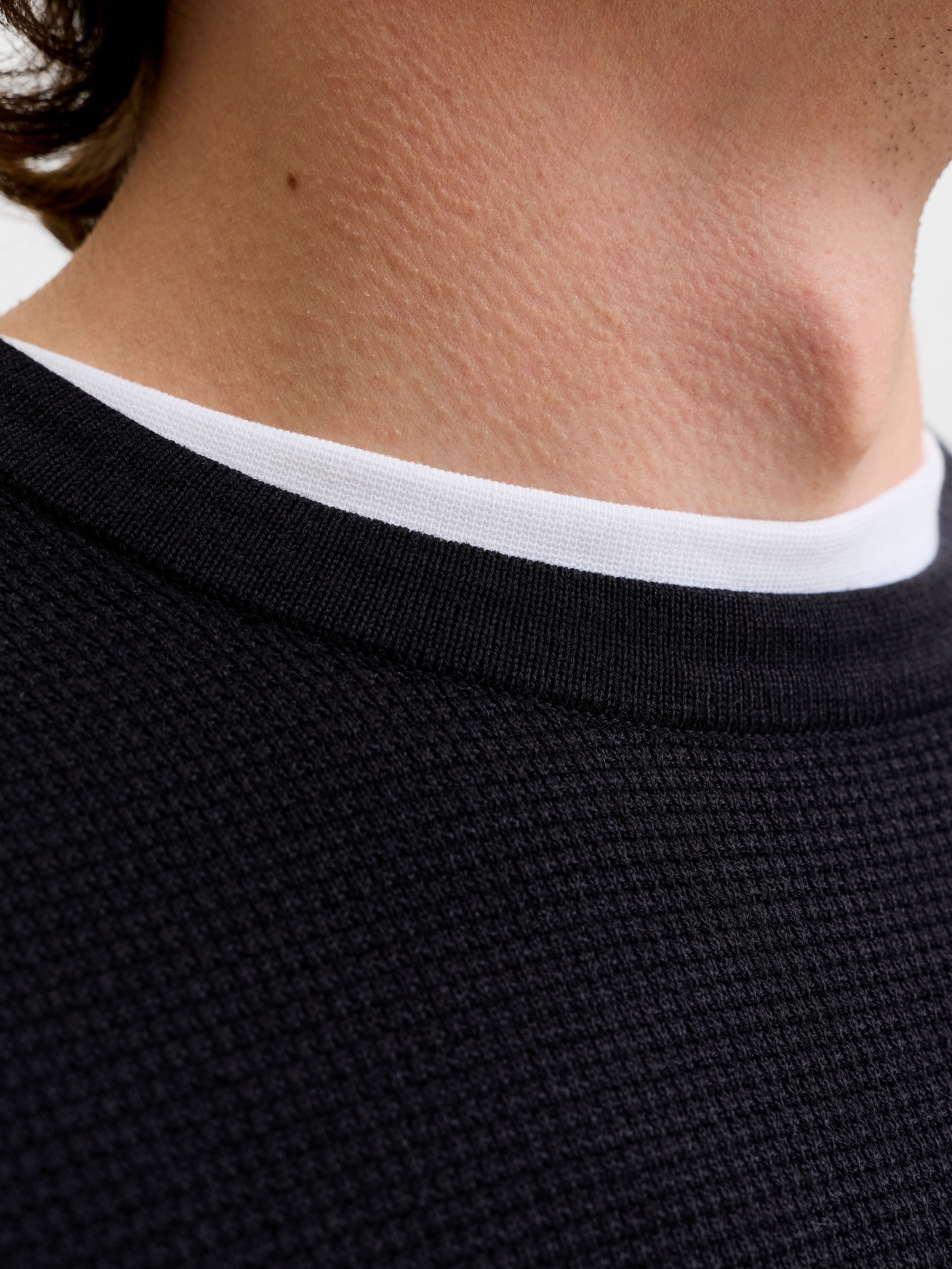 Jack & Jones Pull à col rond »JJEAUSTIN KNIT CREW NECK NOOS« mélange coton, coupe régulière