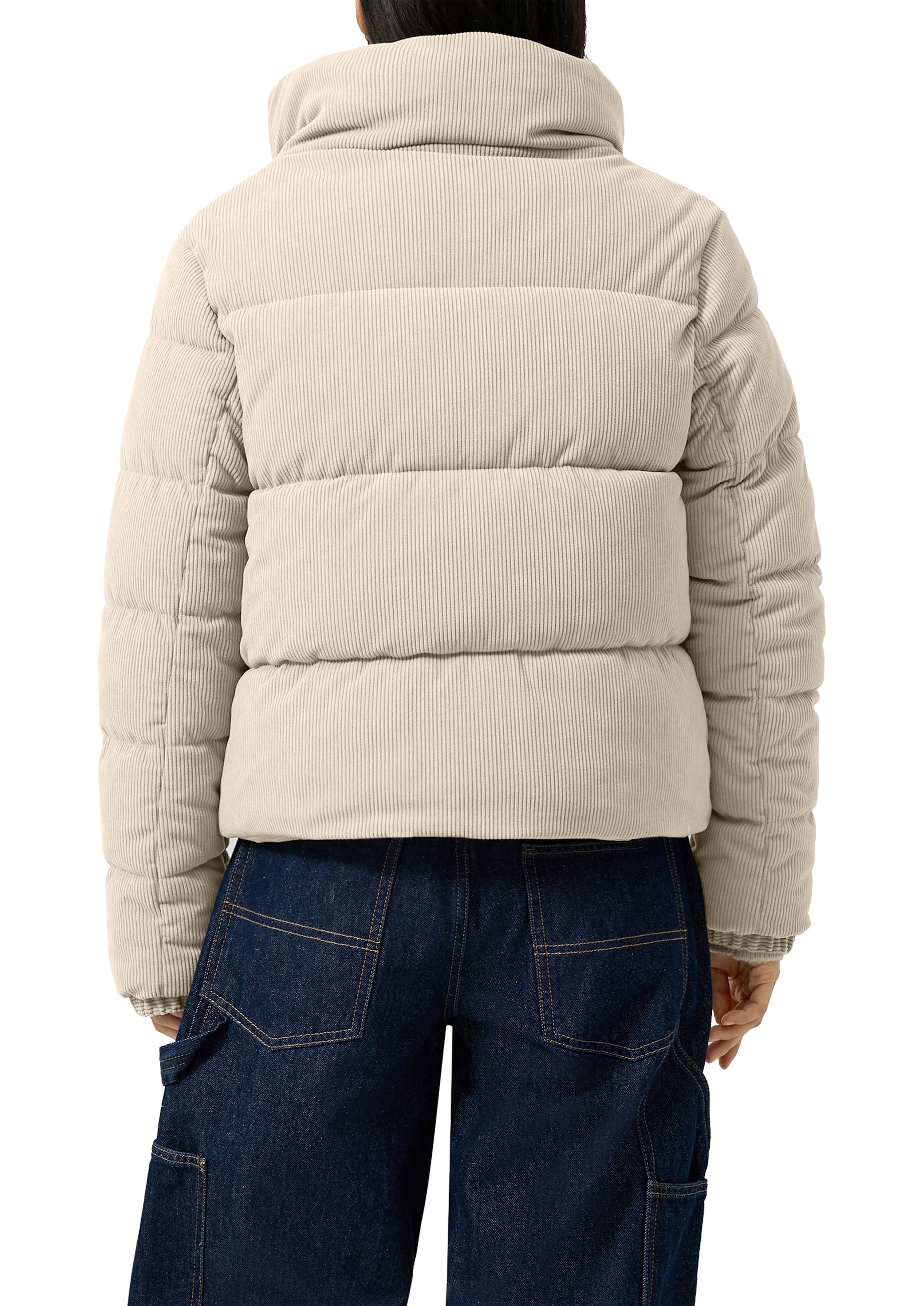 QS Steppjacke ohne Kapuze Winterjacke in Cord-Optik mit Stehkragen