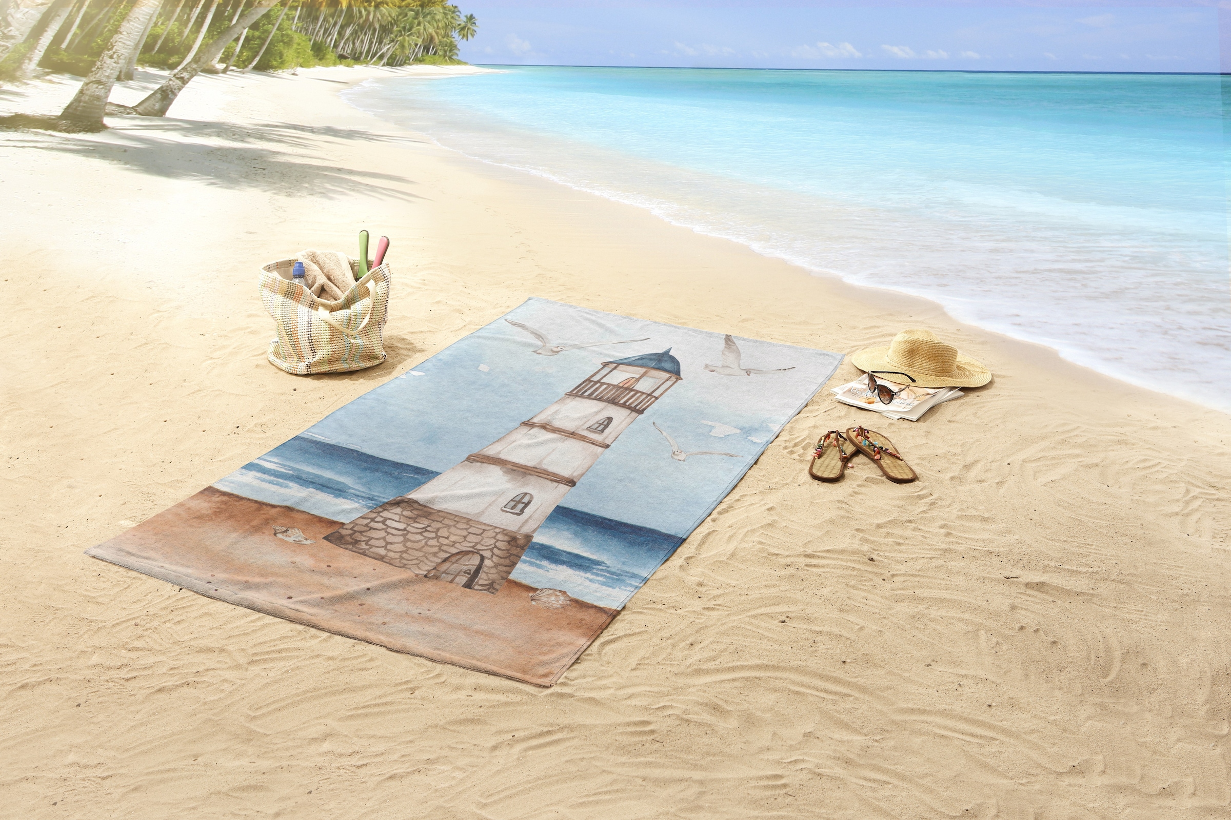 good morning Serviette de plage »Berlin« Mikrofaser, Velours, Strandtuch, saugfähig, leicht, 100x180