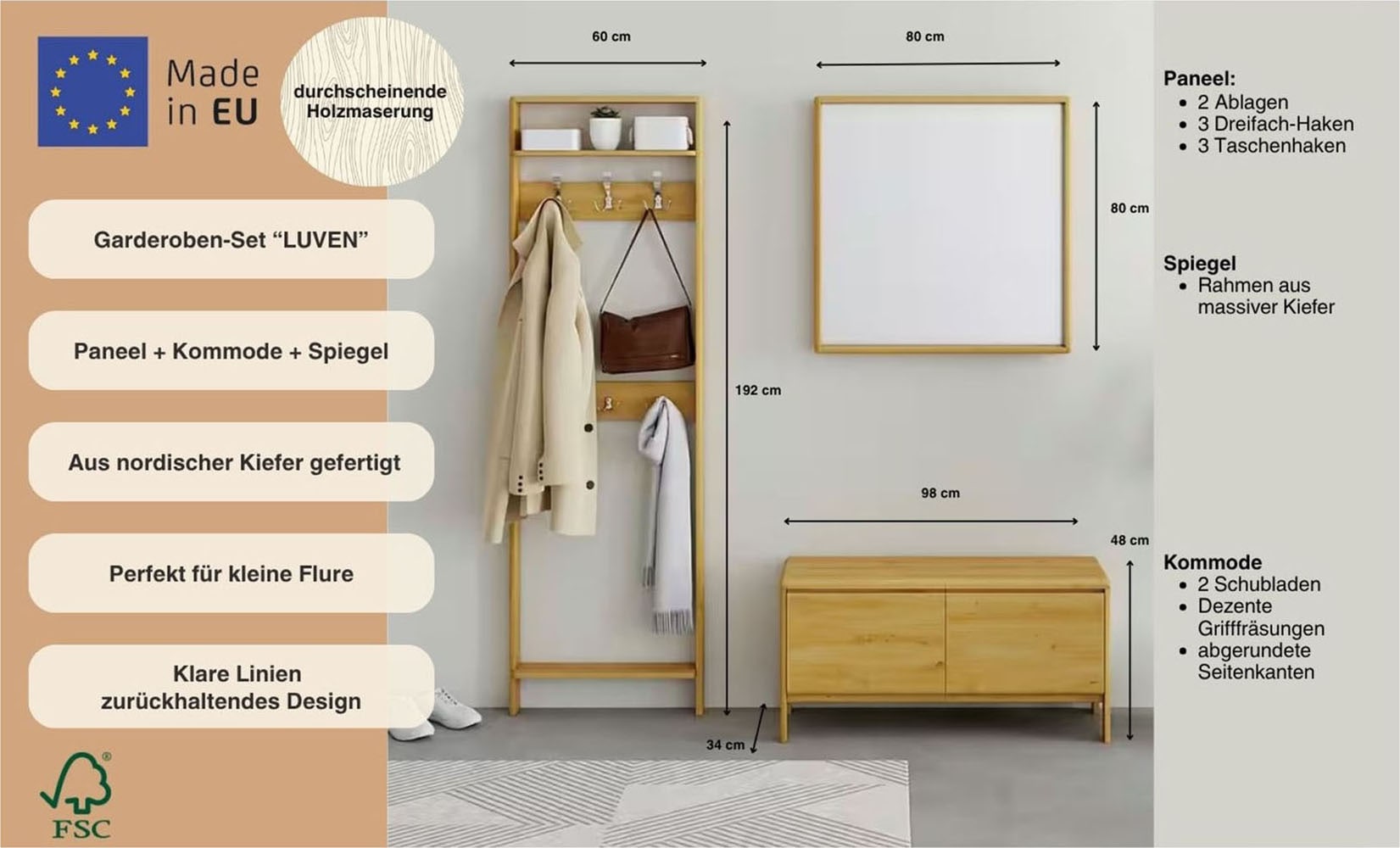 GOODproduct Garderoben-Set »Luven« Set, 3 Stk. tlg.