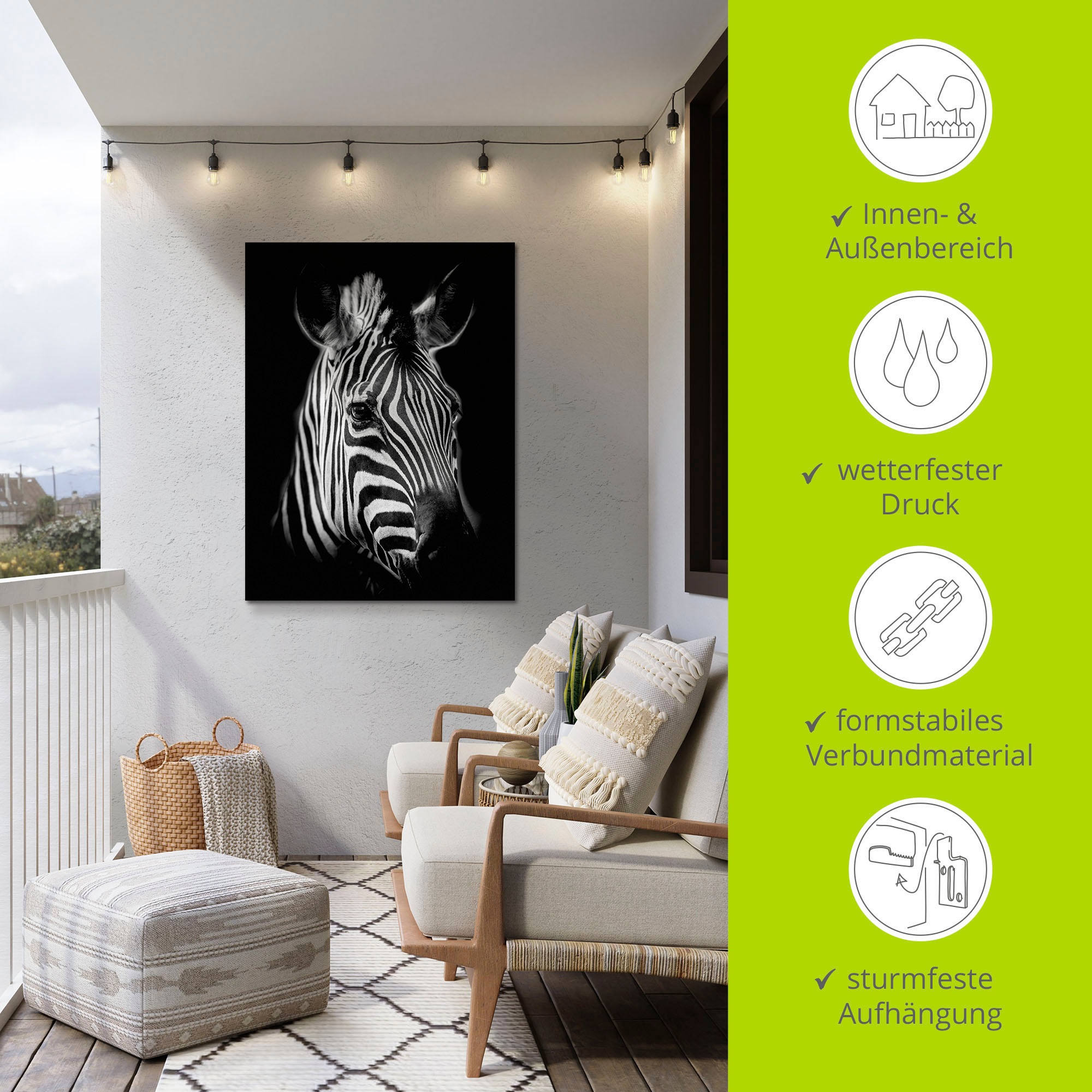Artland Wandbild »Zebra« Zebra Bilder 1 Stk. tlg. als Alubild, Outdoorbild, Leinwandbild, Poster, Wandaufkleber