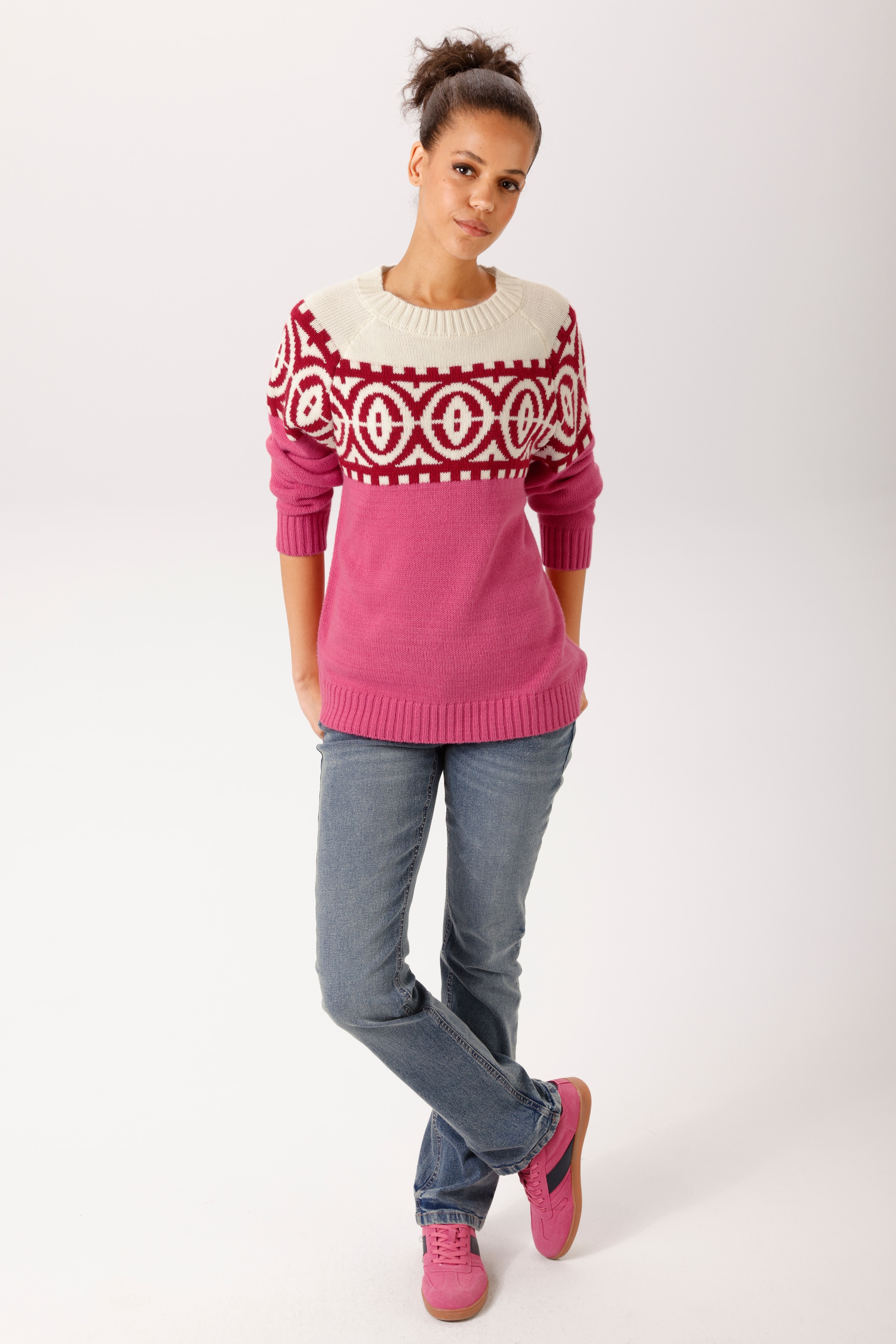 Aniston CASUAL Pull en tricot avec motif jacquard graphique - NOUVELLE COLLECTION