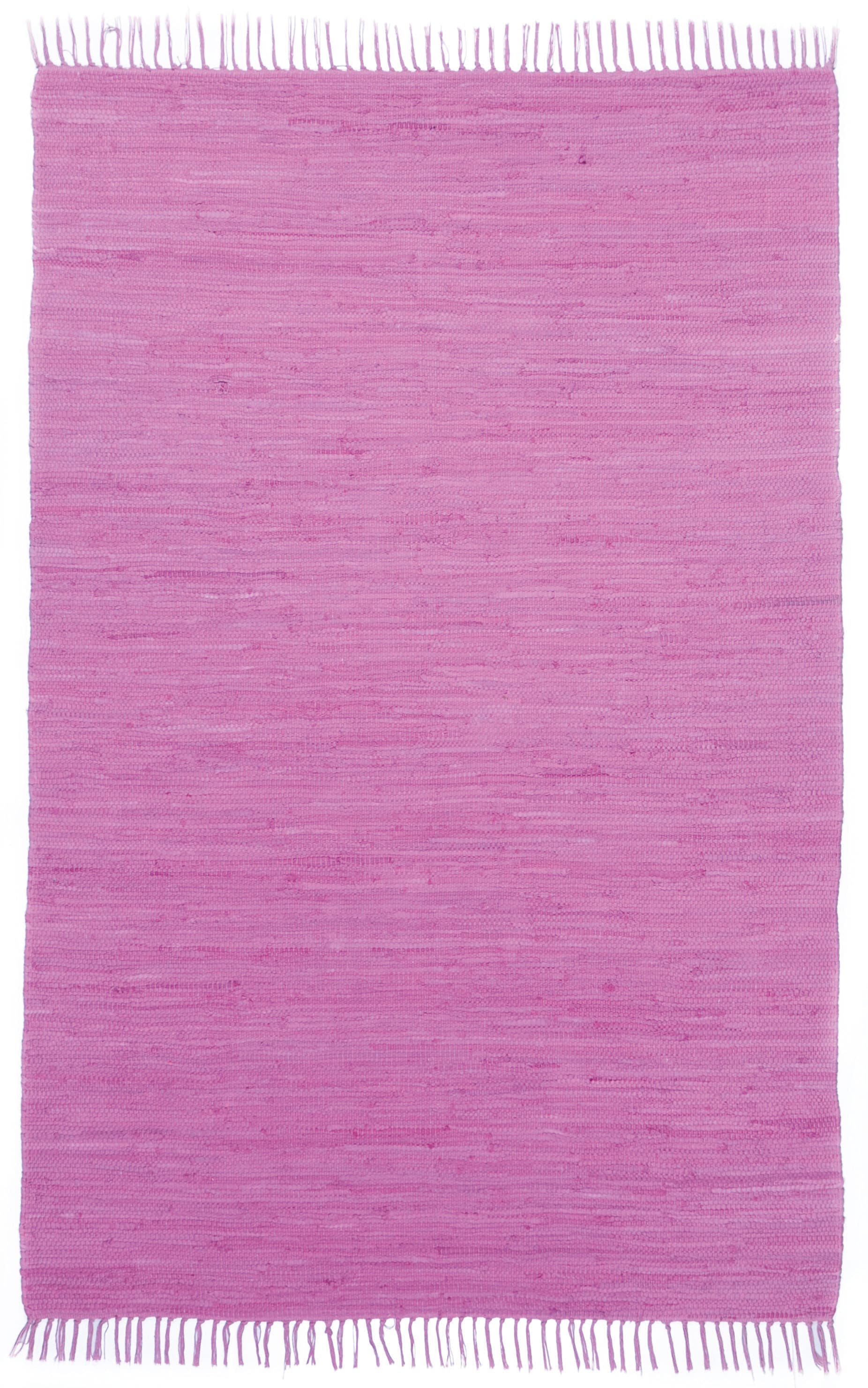 GOODproduct Tapis »Cadis« Rectangulaire 5 mm Höhe tapis réversible, avec franges, couleurs unies, tissé main, coton pur