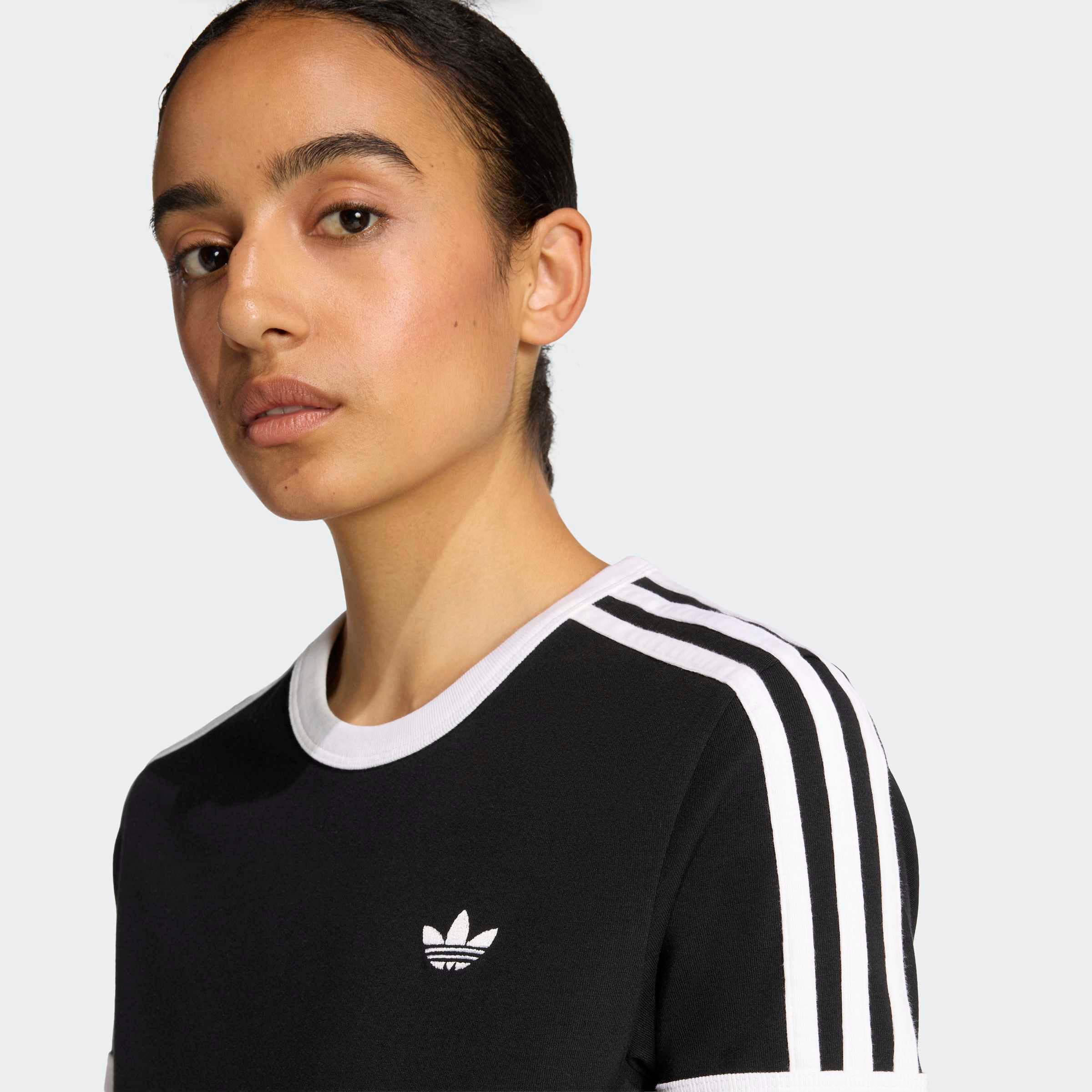 adidas Originals T-shirt »3-STREIFEN SCHMAL GESCHNITTEN« coupe ajustée douce, sans fermeture, pour un look sportif