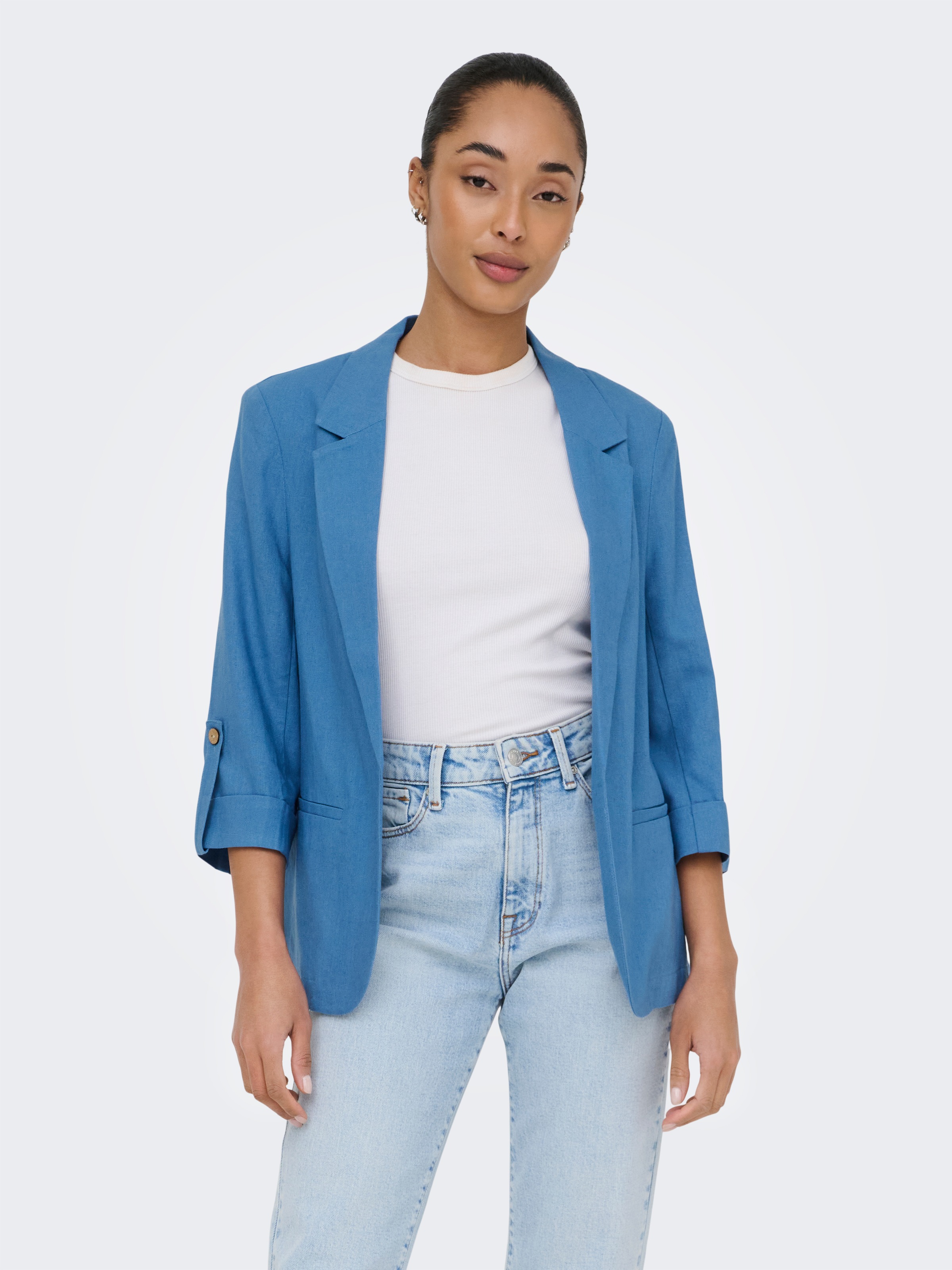 ONLY Blazer court »ONLGOA 3/4 UNLINE LINEN BL BLAZER CC TLR« avec lin