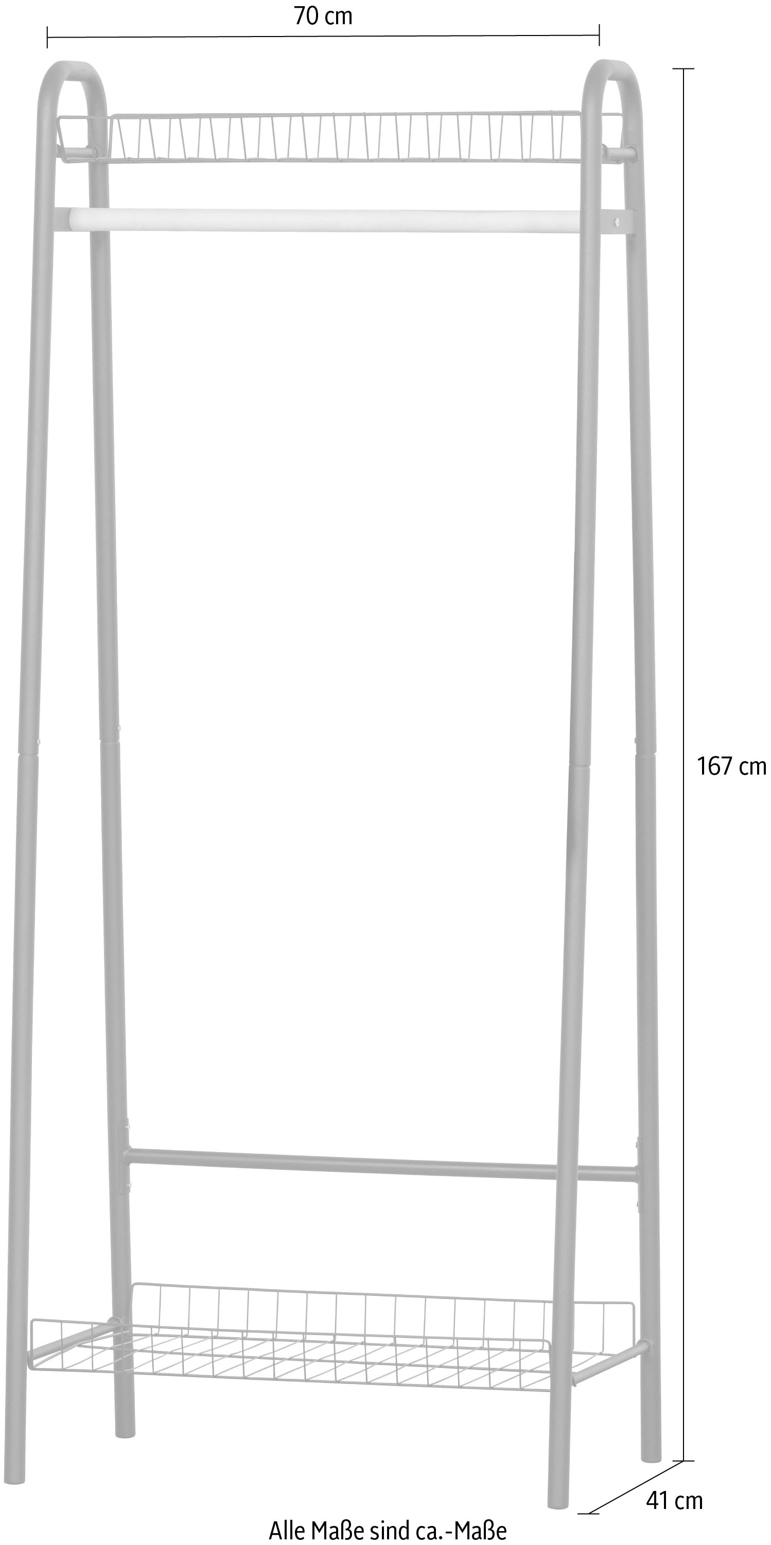 WOOOD Garderobenständer »Jovi Metall und Holzkleiderstange B 70 x T 41 x H 167 cm« Tragkraft 10 kg, Pfleiglicht, einfach zu montieren