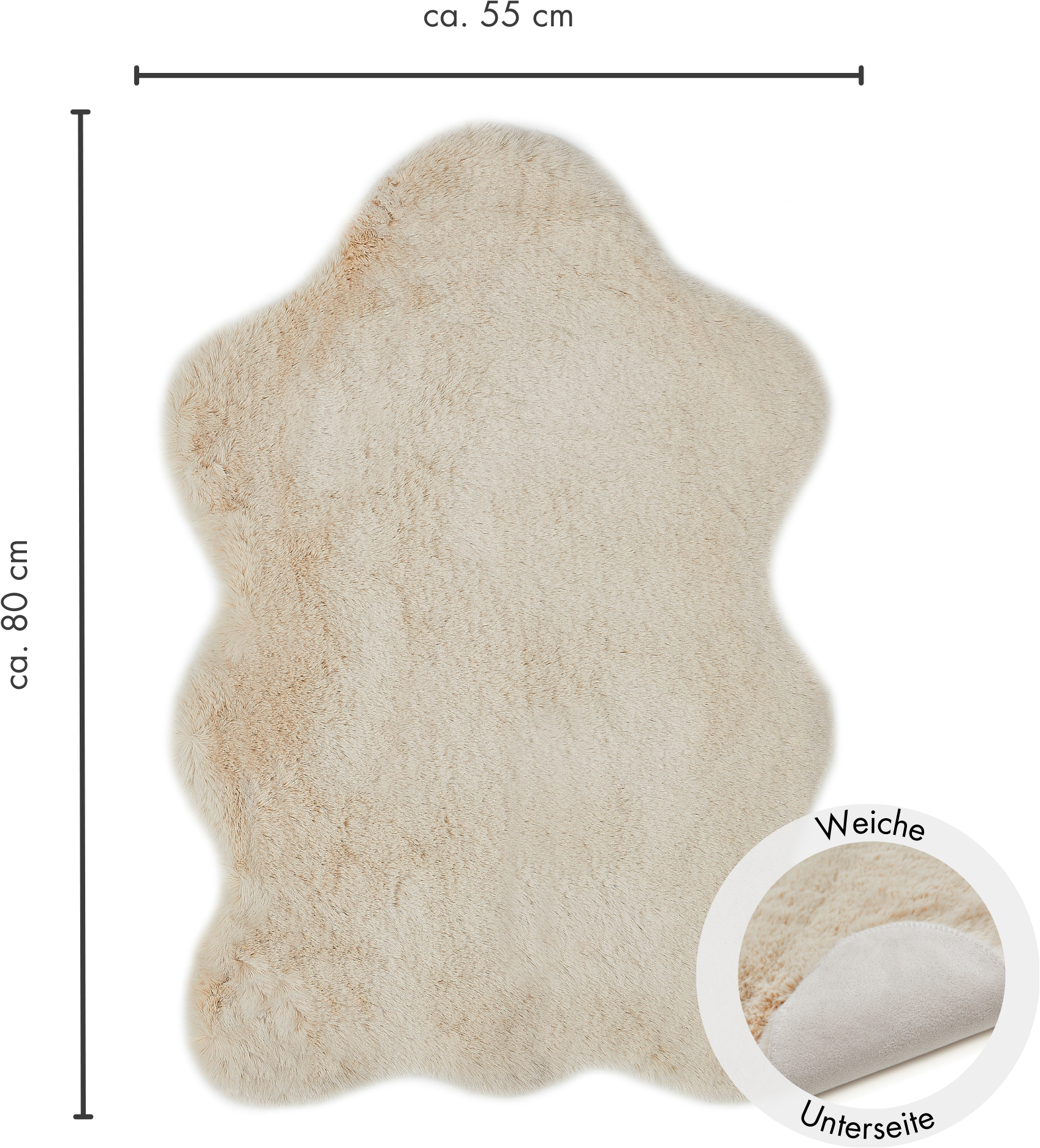 my home Fellteppich »Lugano« fellförmig 30 mm Höhe Kunstfell, Uni Farben, weich & kuschelig, auch als 2er Set erhältlich