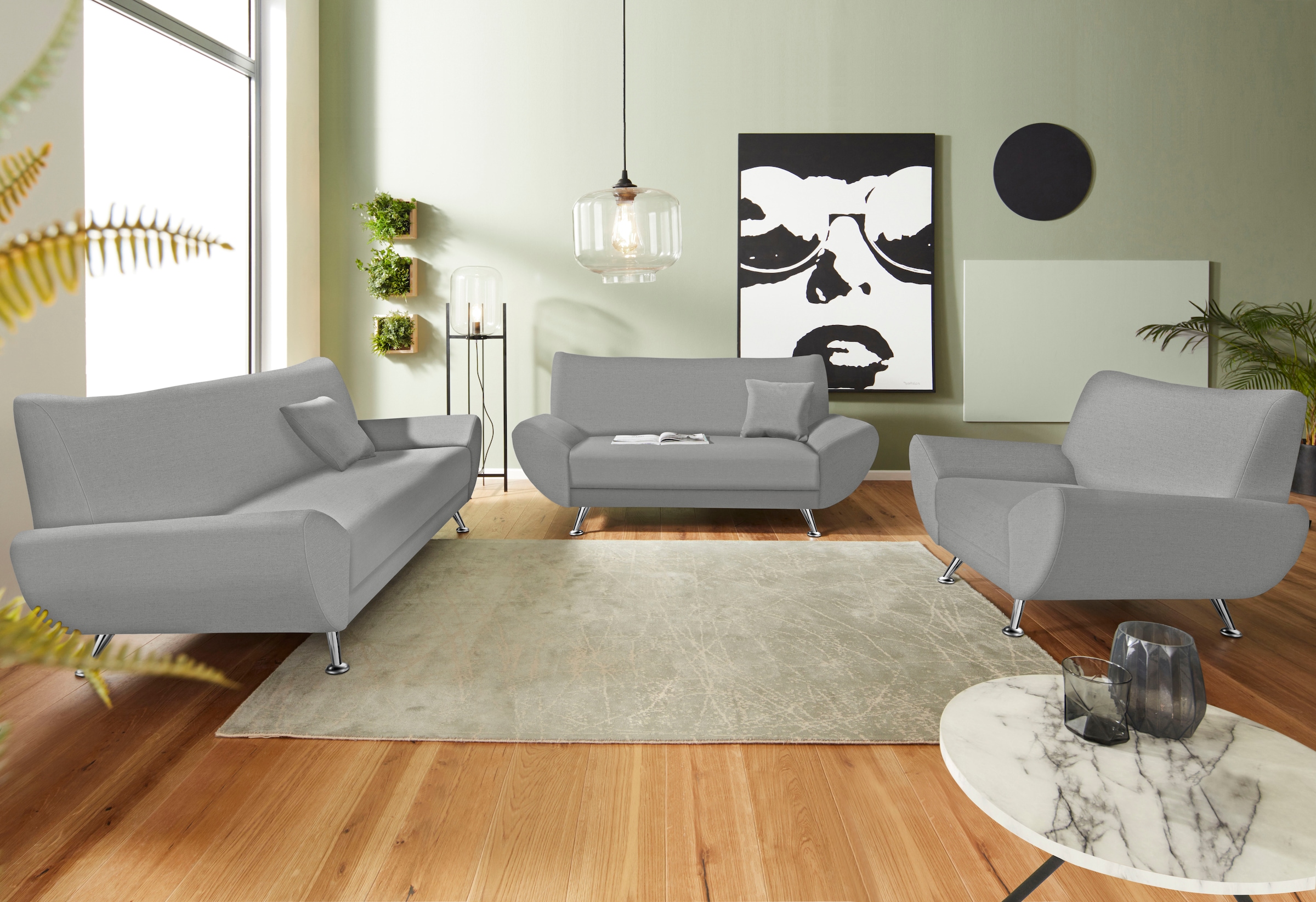 Home affaire Ensemble rembourré »Saltare elegant & komfortabel, , 3-2-1, bequem, Designfuss« 3 cuis tlg.