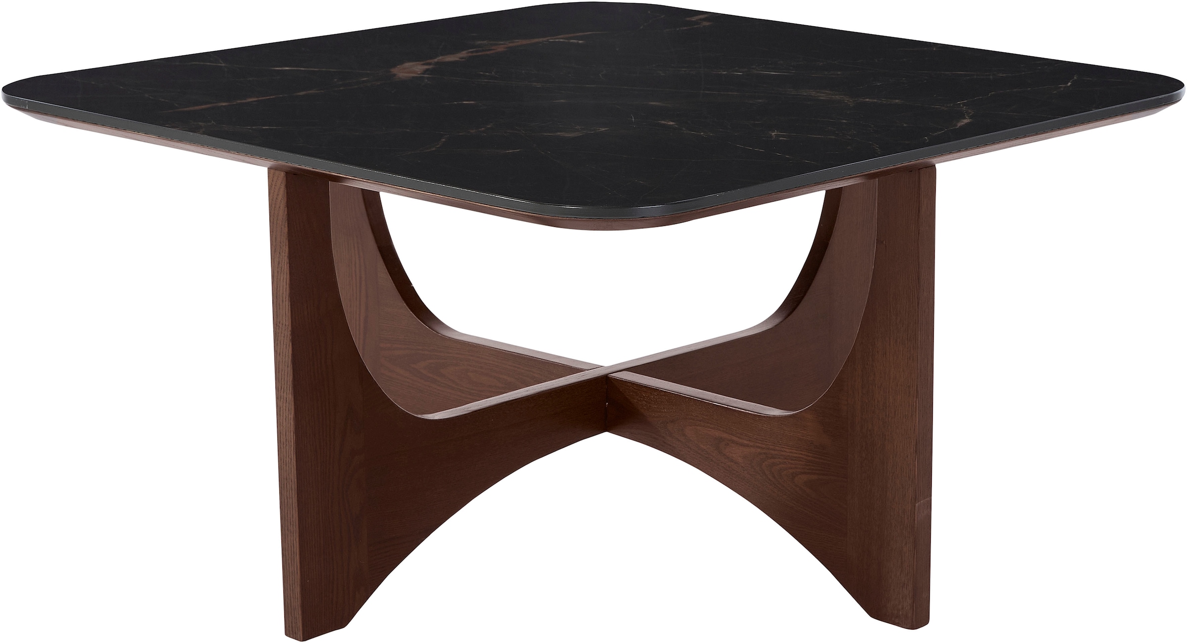 LeGer Home by Lena Gercke Couchtisch »Kirella« 1 Stk. tlg. mit Marmor-Optik und massivem Eschenholz-Kreuzfuss, Breite 85 cm