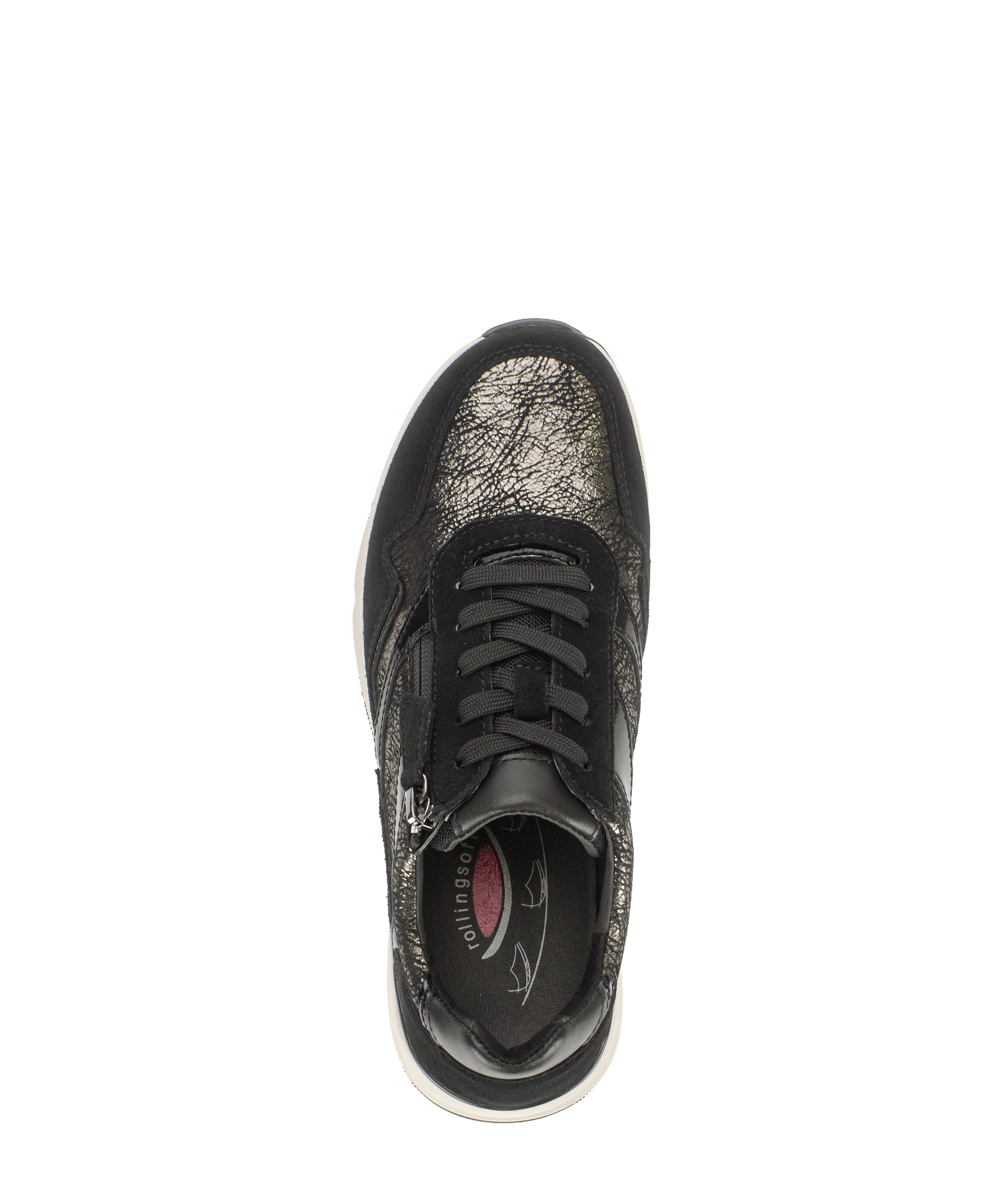 rollingsoft Baskets compensées  chaussure à lacets, chaussure basse, chaussure de loisir avec fermeture éclair extérieure