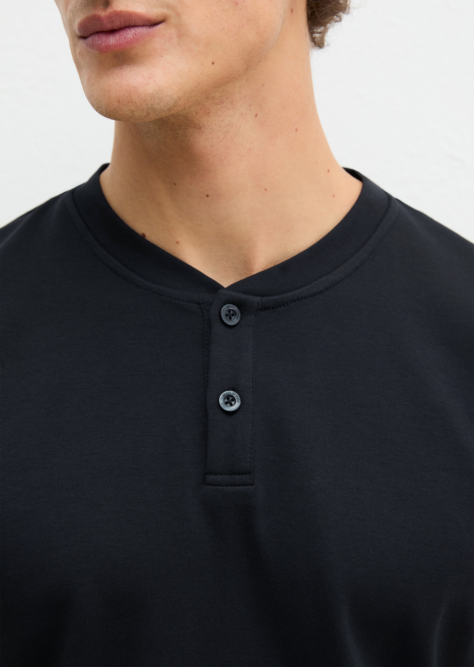 Marc O'Polo Haut de pyjama »Mix N Match Interlock« avec encolure ronde, petite patte de boutonnage et manches courtes