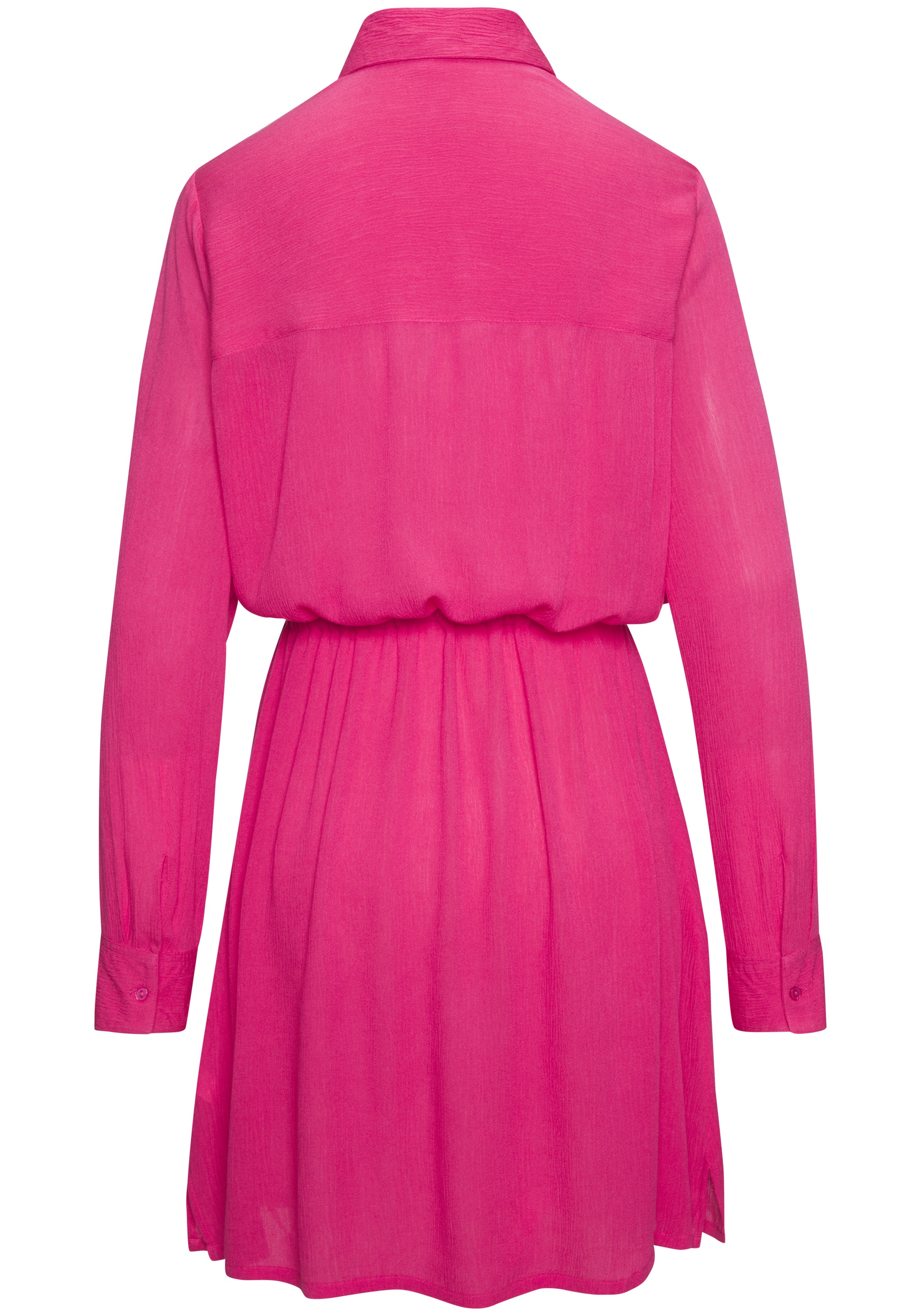 LASCANA Strandkleid »in leichter Crepe-Qualität mit variablem Tunnelzug in der Taille« Ohne Taschen kurzes Hemdblusenkleid, Sommerkleid, Longbluse mit langen Ärmeln