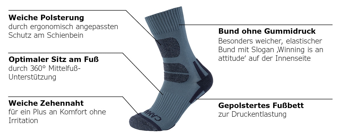 Camano Wandersocken »Function« 4 Paar,  mit Fussgewölbe-Stütze