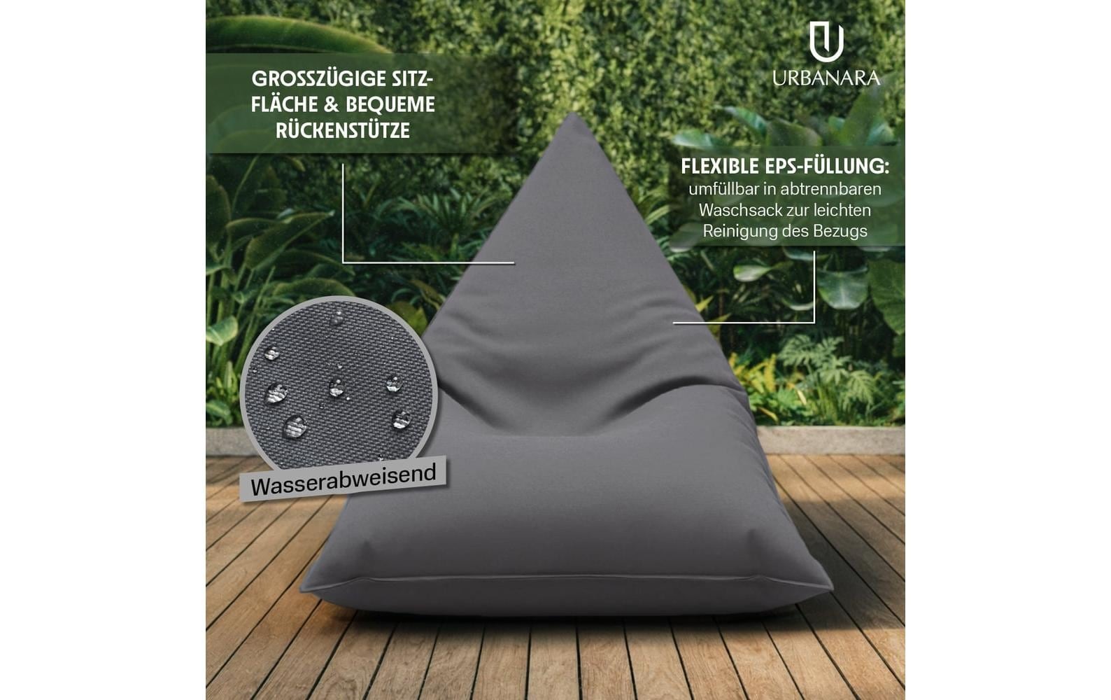 Urbanara Sitzsack »Basic-Outdoor Triangle, 300 l«