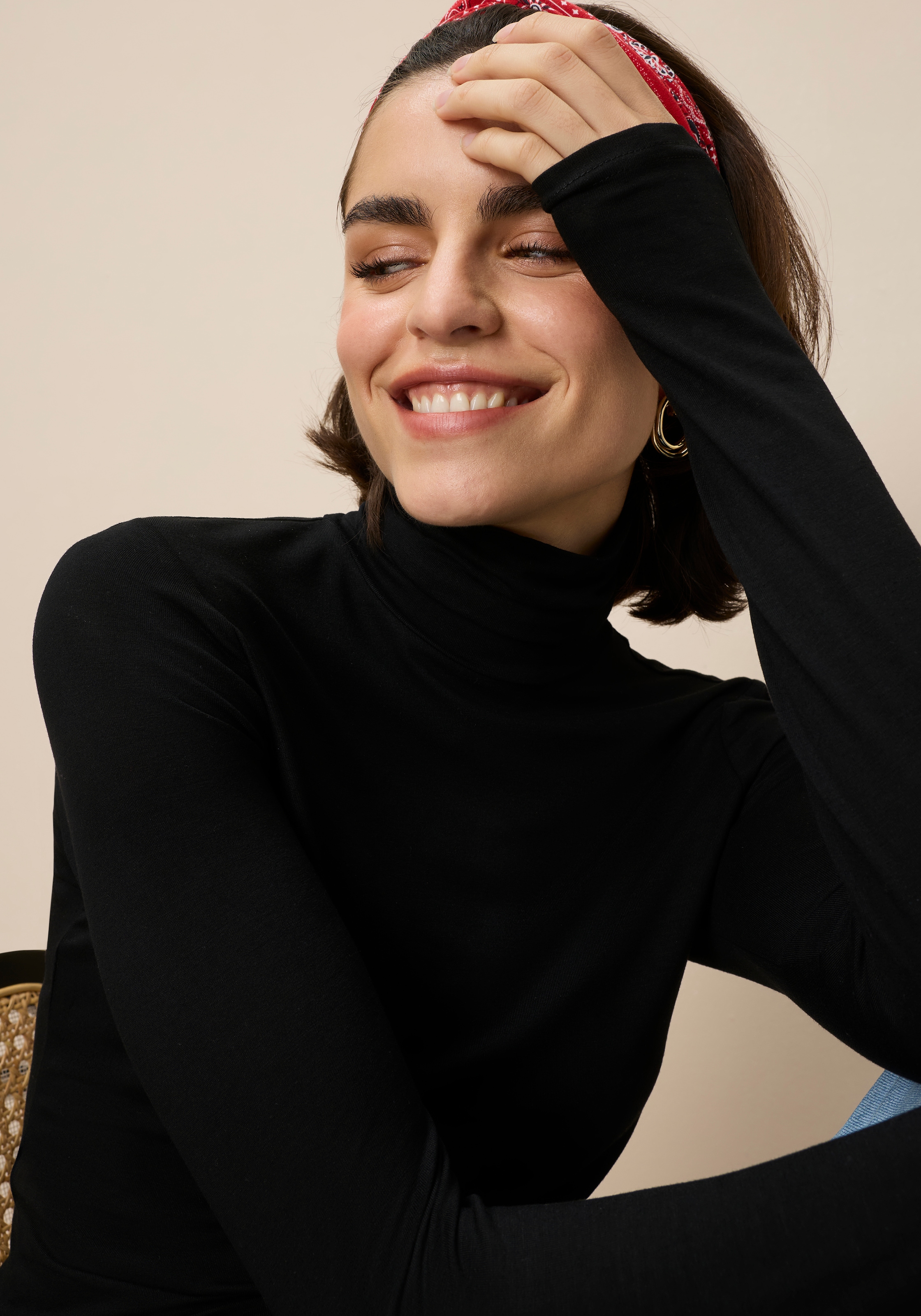 Tamaris T-shirt à col roulé Langarm,  Basic, aus elastischem Material