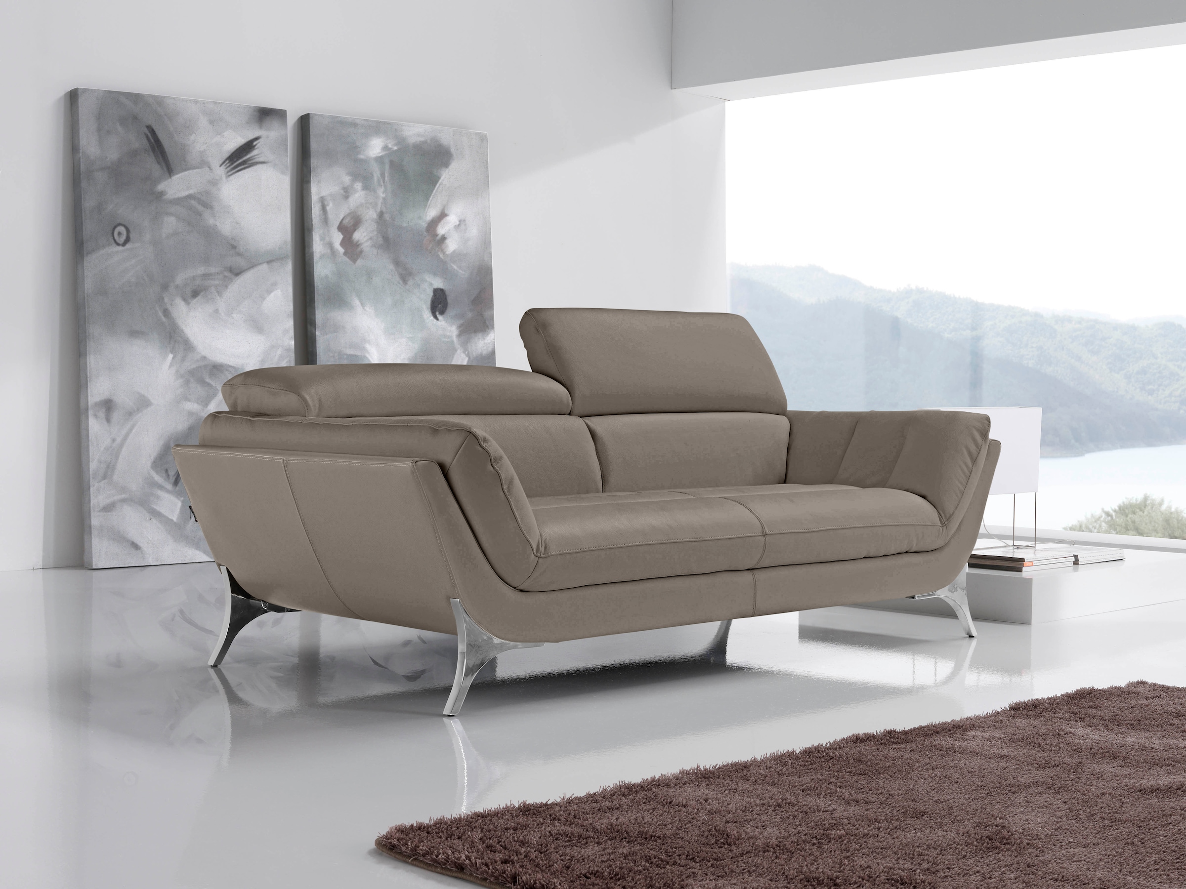 Egoitaliano 2,5-places »Sueli, extravagantes Design und erstklassiger Sitzkomfort,« Bezug Leder, inklusive Kopfteilverstellung