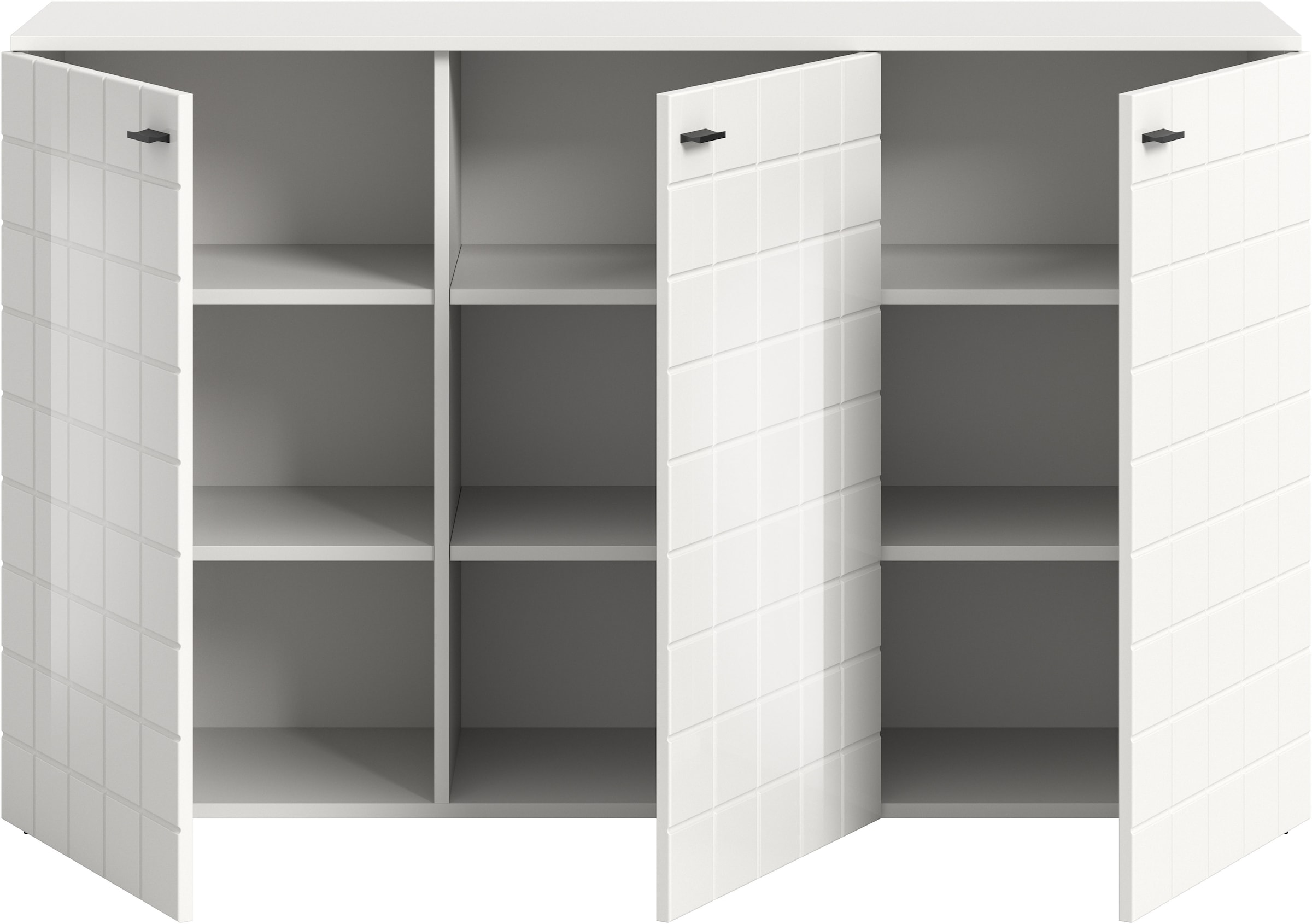 INOSIGN Sideboard »Gora, Breite 138 cm, gefräste Front in Waffeloptik hochglanz« Kommode, Schrank, Anrichte