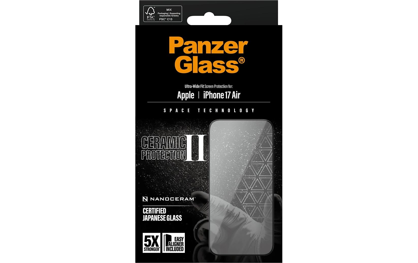 PanzerGlass Displayschutzfolie »Ceramic II Ultra-Wide Fit Screen Protector« für Apple iPhone Air Displayschutzfolie, Schutzfolie, Bildschirmschutz, kratz- & stossfest