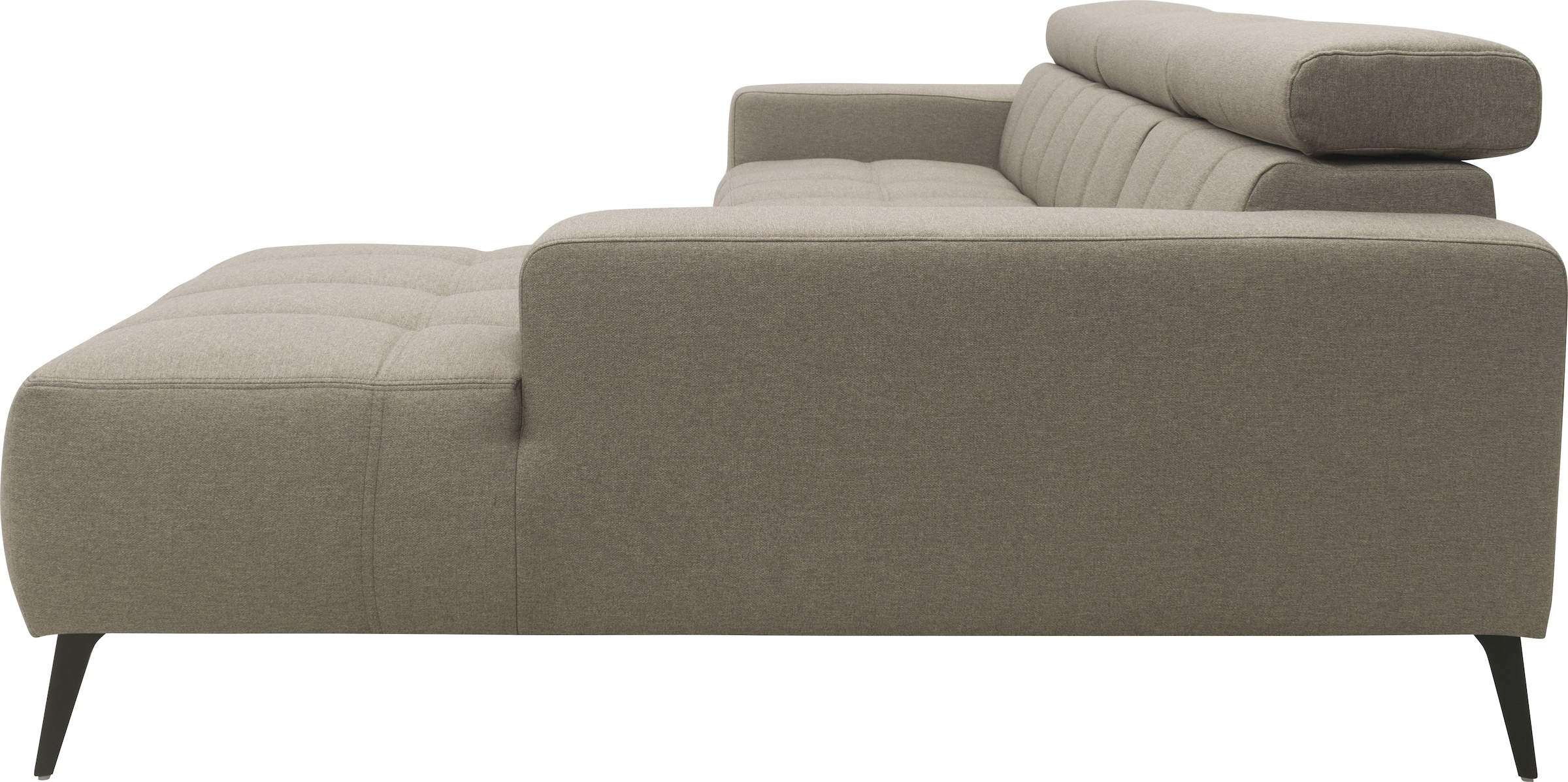 DOMO collection Ecksofa »Trento L-Form, mit Kufenfuss oder Einzelfuss« wahlweise mit Kopfteilverstellung, Recamiere links/rechts bestellbar