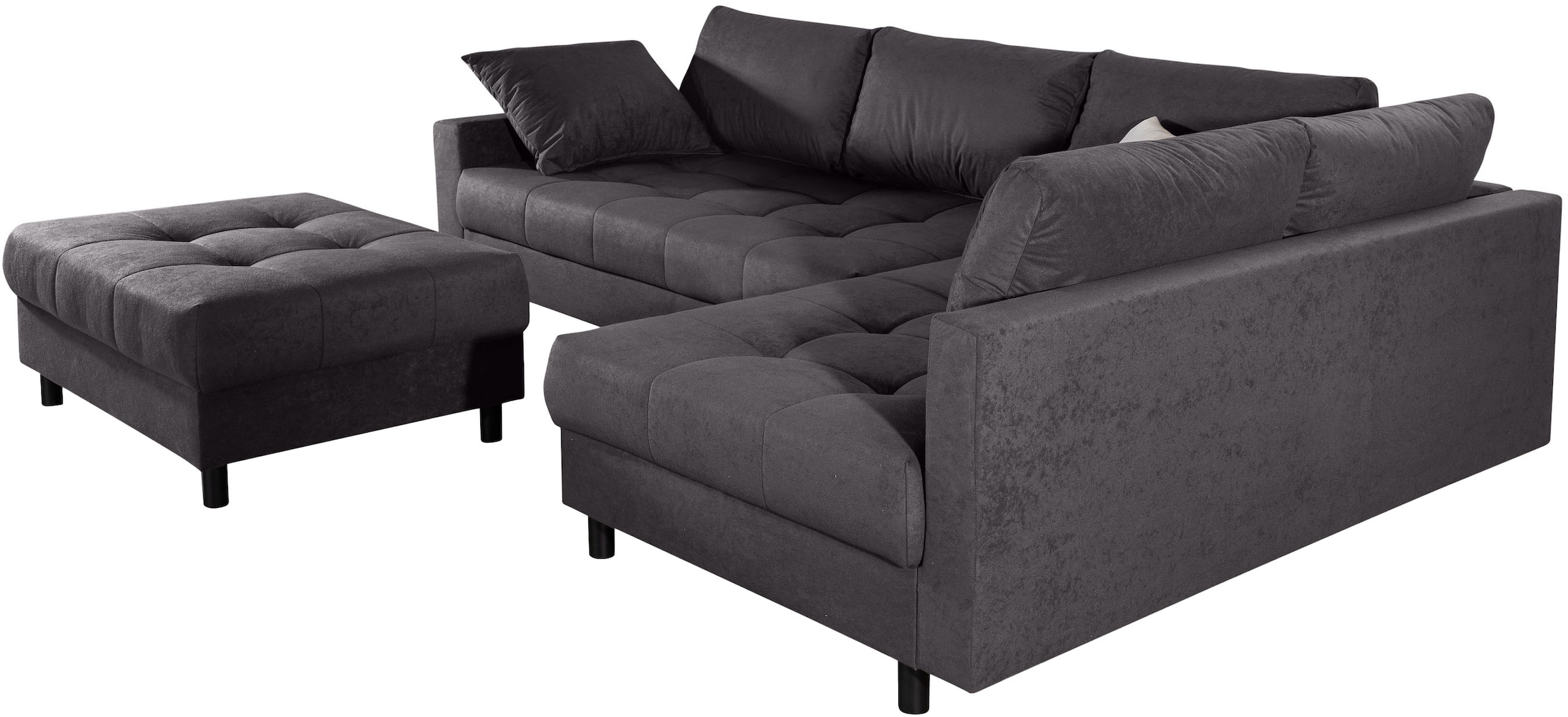 COLLECTION AB Canapé d'angle »Toni L-Form 274 cm« Set : canapé & pouf, 2 coussins décoratifs, ressorts Bonell