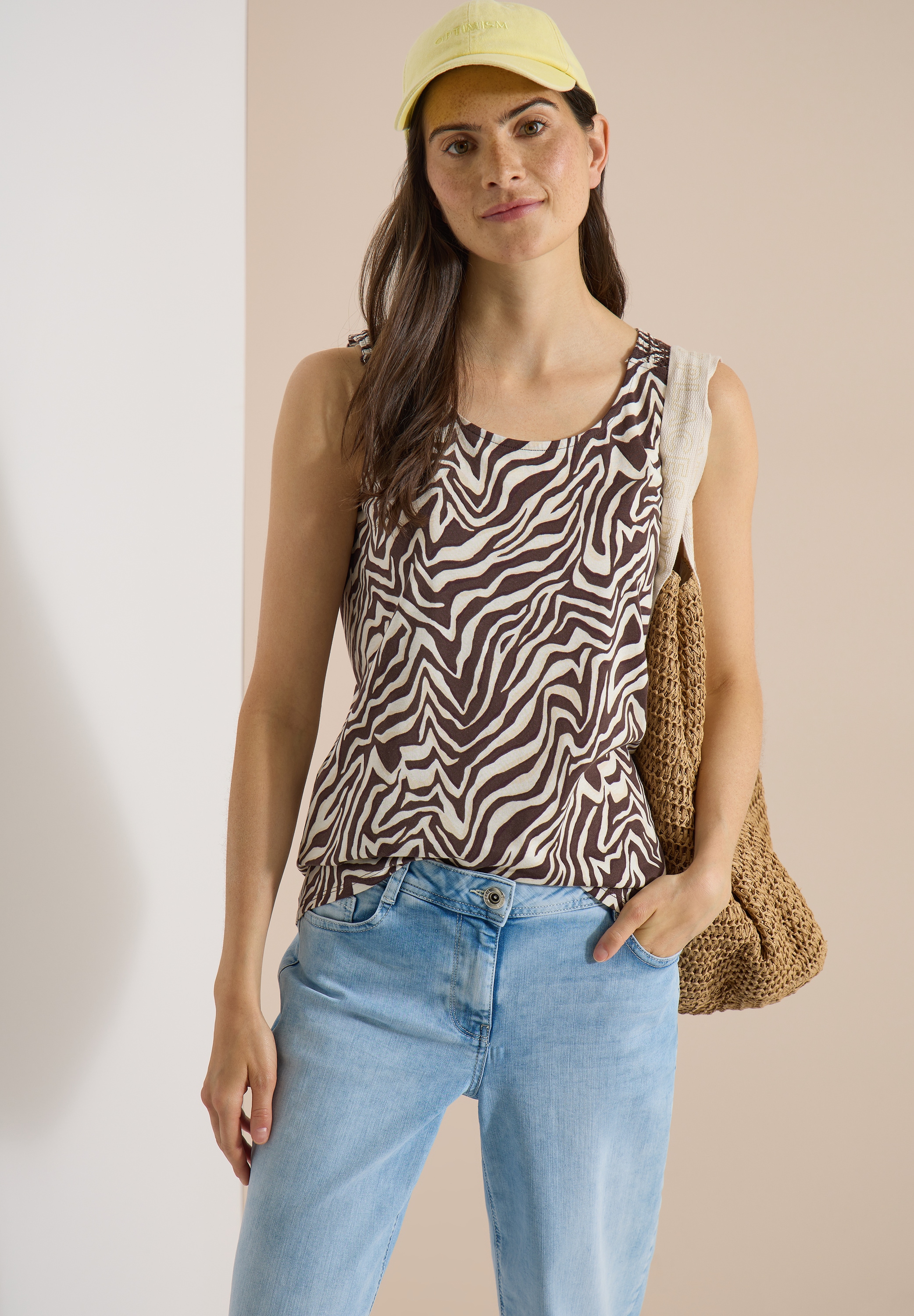Cecil Haut de chemise top d’été, coton, avec détail smocké