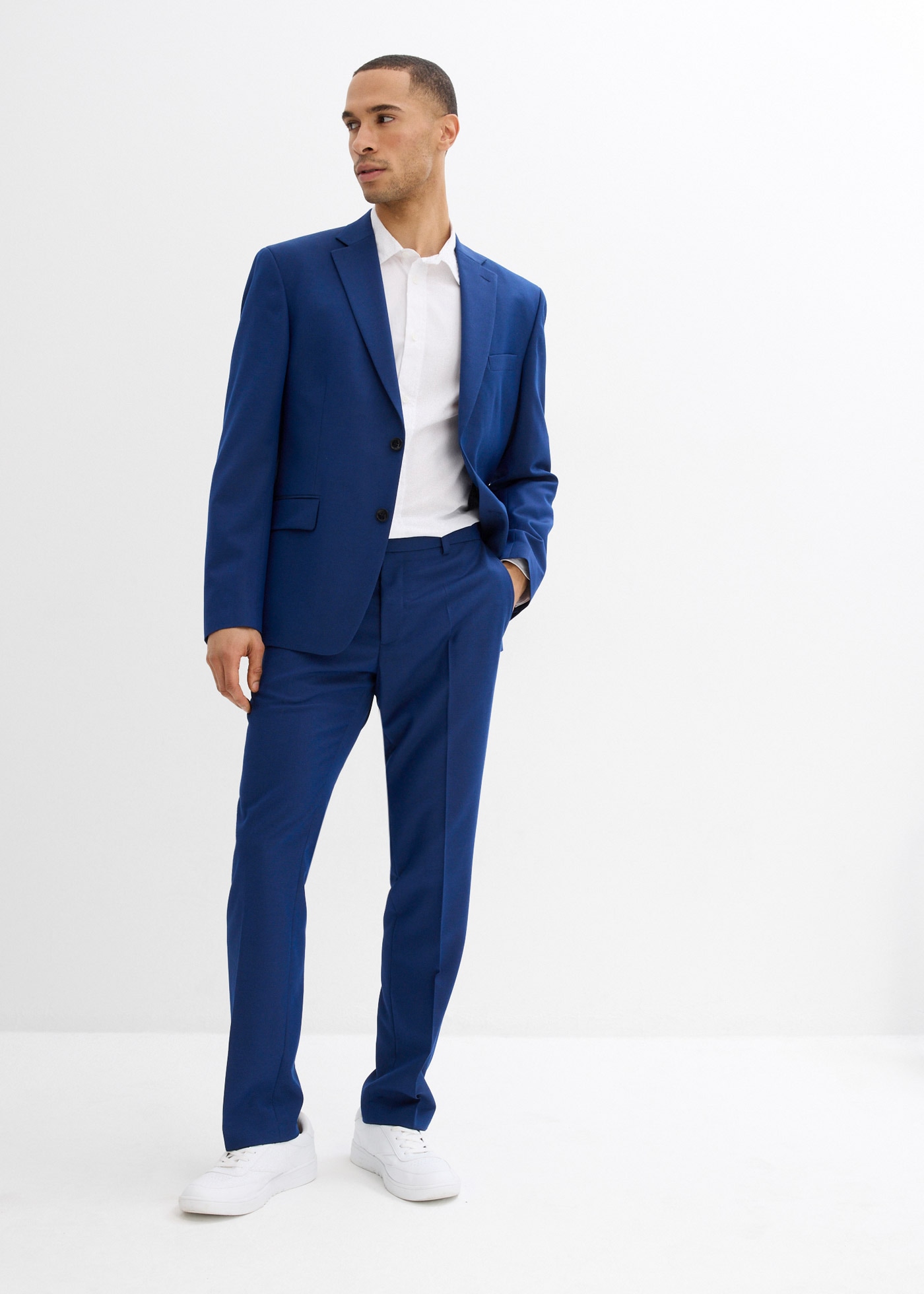 bonprix Chemise à manches longues coupe ajustée, en coton, polyamide et élasthanne, col Kent
