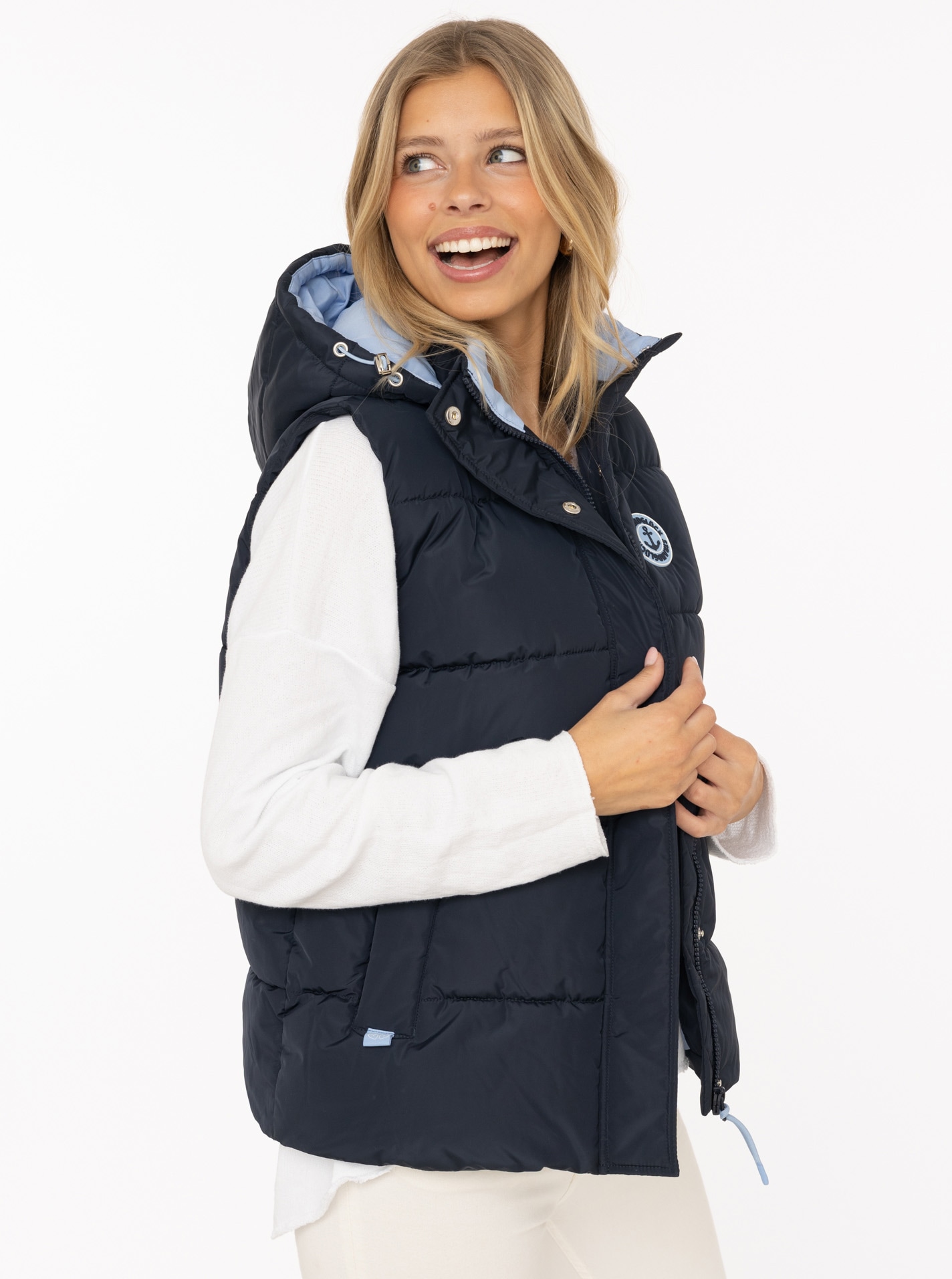 Zwillingsherz Gilet matelassé »"Strandglück"« Kapuze, Eingriffstaschen, Ankermotiv