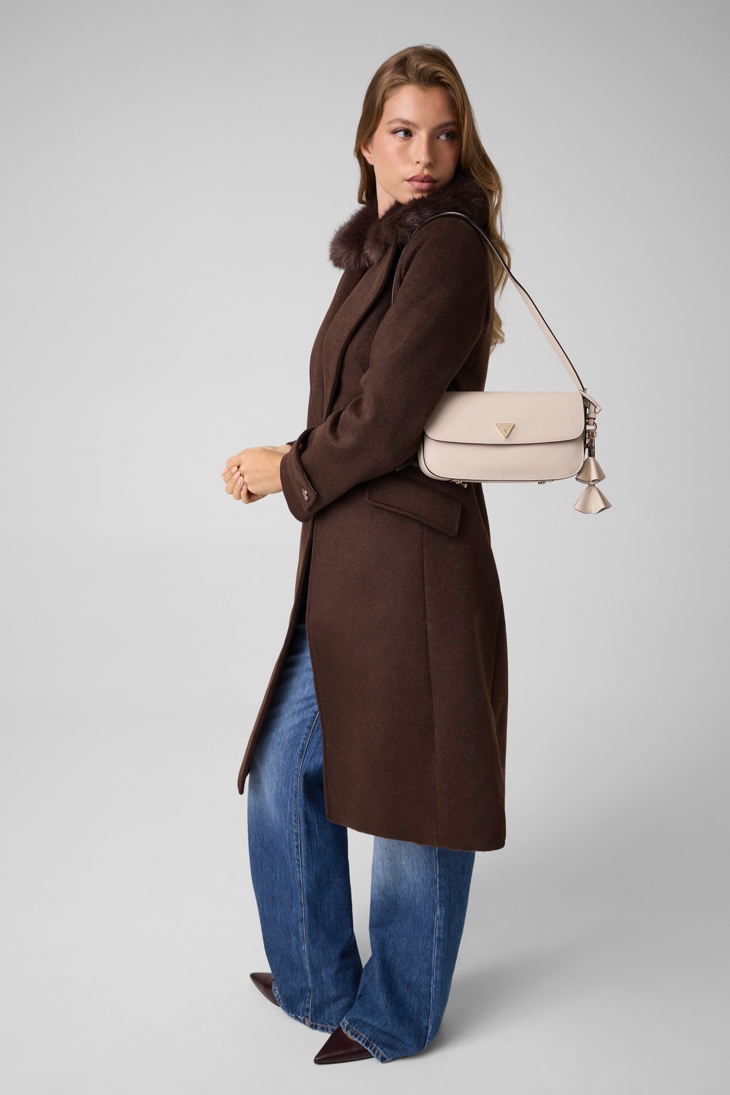 Guess Sac à bandoulière »DANIELLE FLAP SHOULDER BAG« Sac à main femme à poignée, sac à main avec rabat