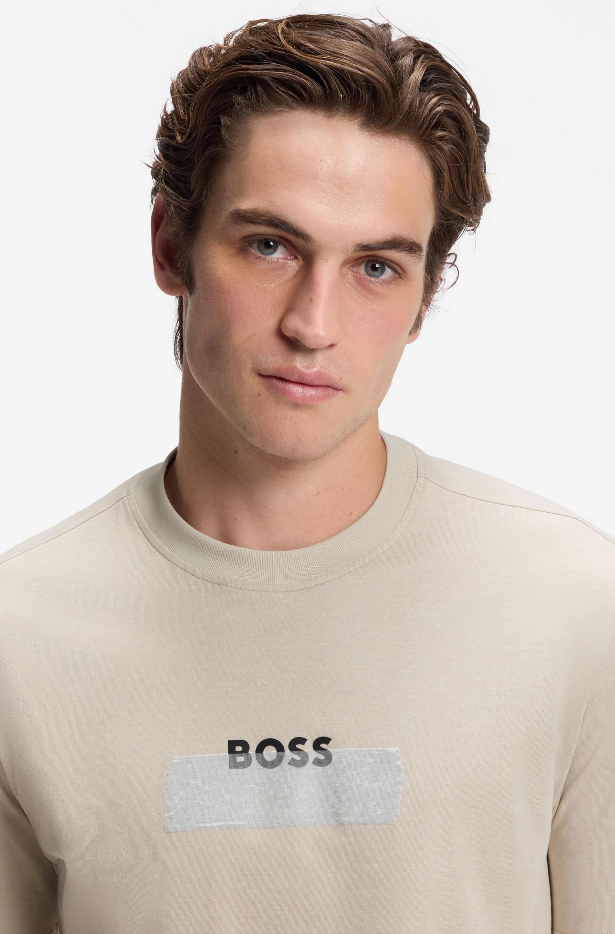 BOSS ORANGE T-Shirt »Te LogoTape« Rundhalsausschnitt, reine Baumwolle, Logo-Print