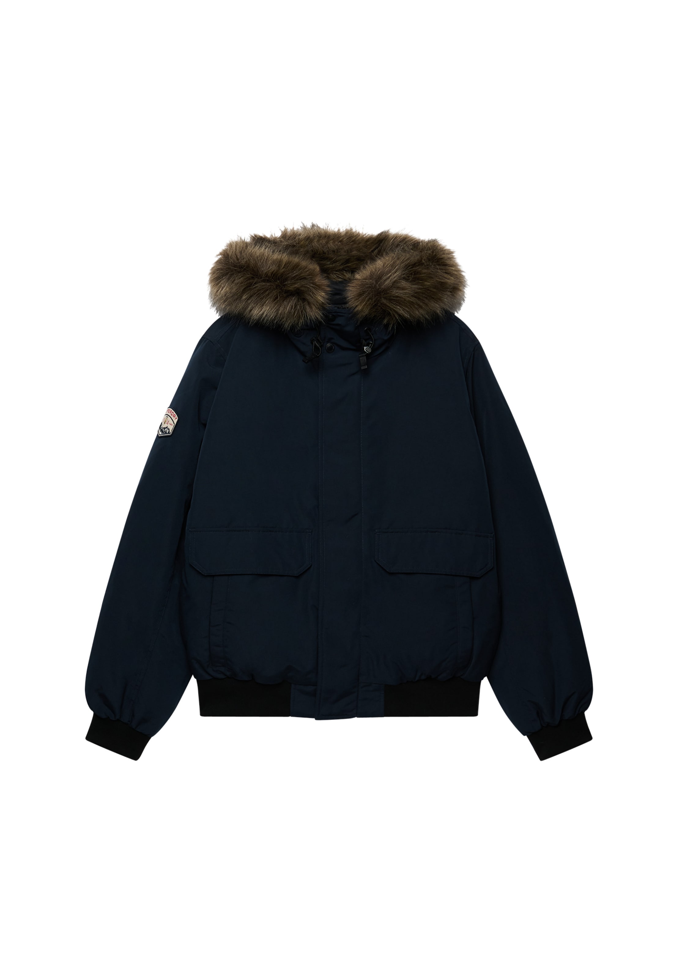 Superdry Veste bomber »FAUX FUR EVEREST BOMBER JACKET« avec capuche fibre synthétique, coupe décontractée