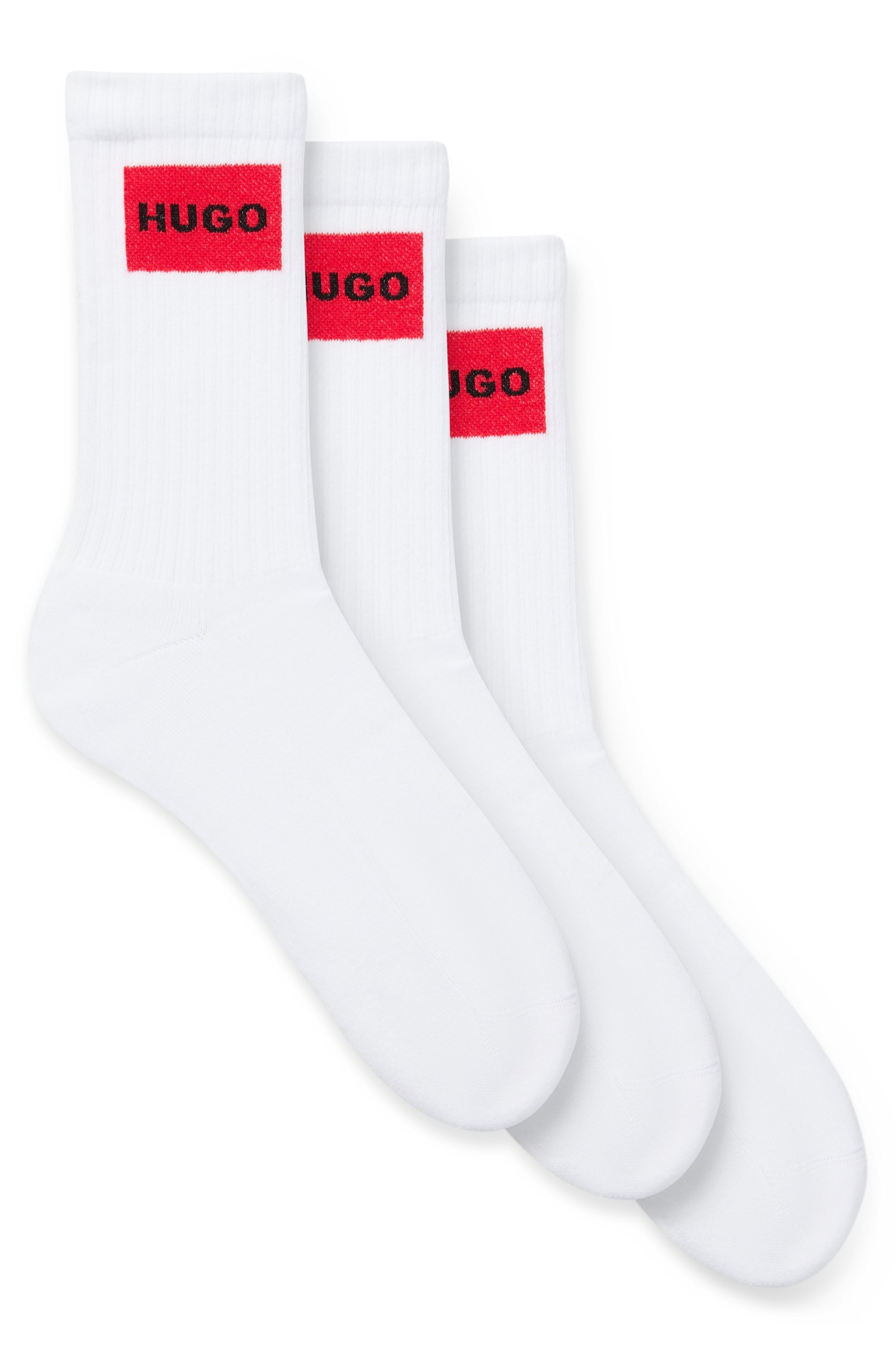 HUGO Underwear Freizeitsocken »3P QS RIB LABEL« Packung, 3er, 3 Stk. tlg. mit kontrastfarbenen HUGO Logo