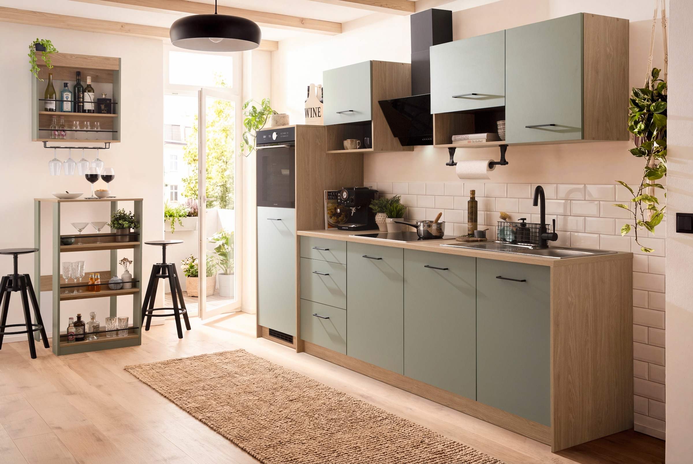 KOCHSTATION Kitchenette »KS-Kolari, Küchenblock Made in Germany« Breite 290 cm, wahlweise mit Hanseatic-E-Geräten