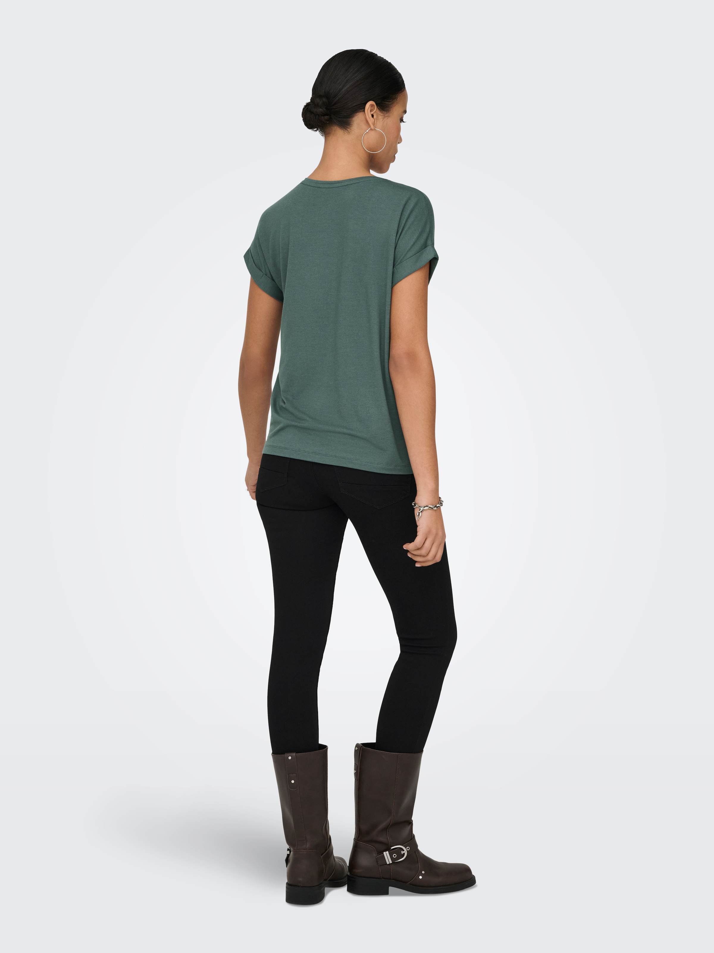 ONLY T-shirt »ONLMOSTER – T-Shirt mit melierter Optik und elastischem Material« meliert, casual, lässig geschnitten, Viskosemischung, Rundhals