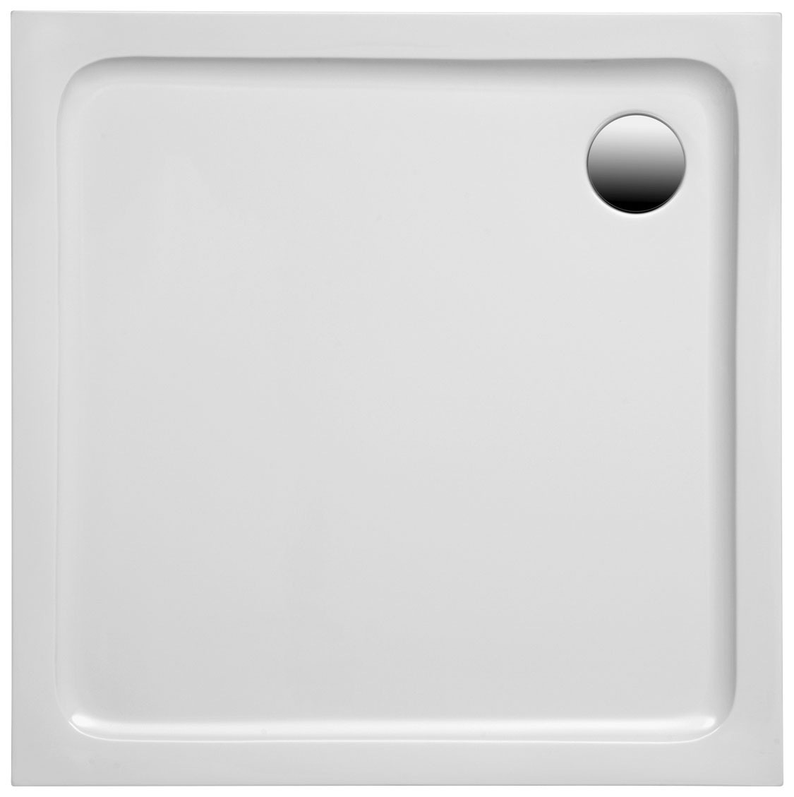 OTTOFOND Receveur de douche Ensemble,  80x80x3 cm, avec pied, garniture d’évacuation et bande d’étanchéité pour joints