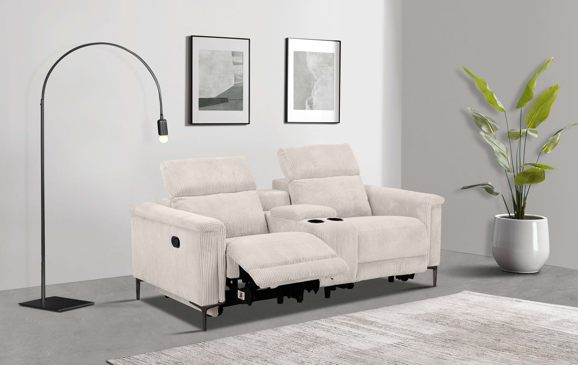 GOODproduct 2-Sitzer »LUND Cord, Relaxfunktion, TV-Sessel, manuell/elektrisch (USB-A)« m. elektrischer o. manueller Relaxfunktion, Getränkehalter u. Staufach