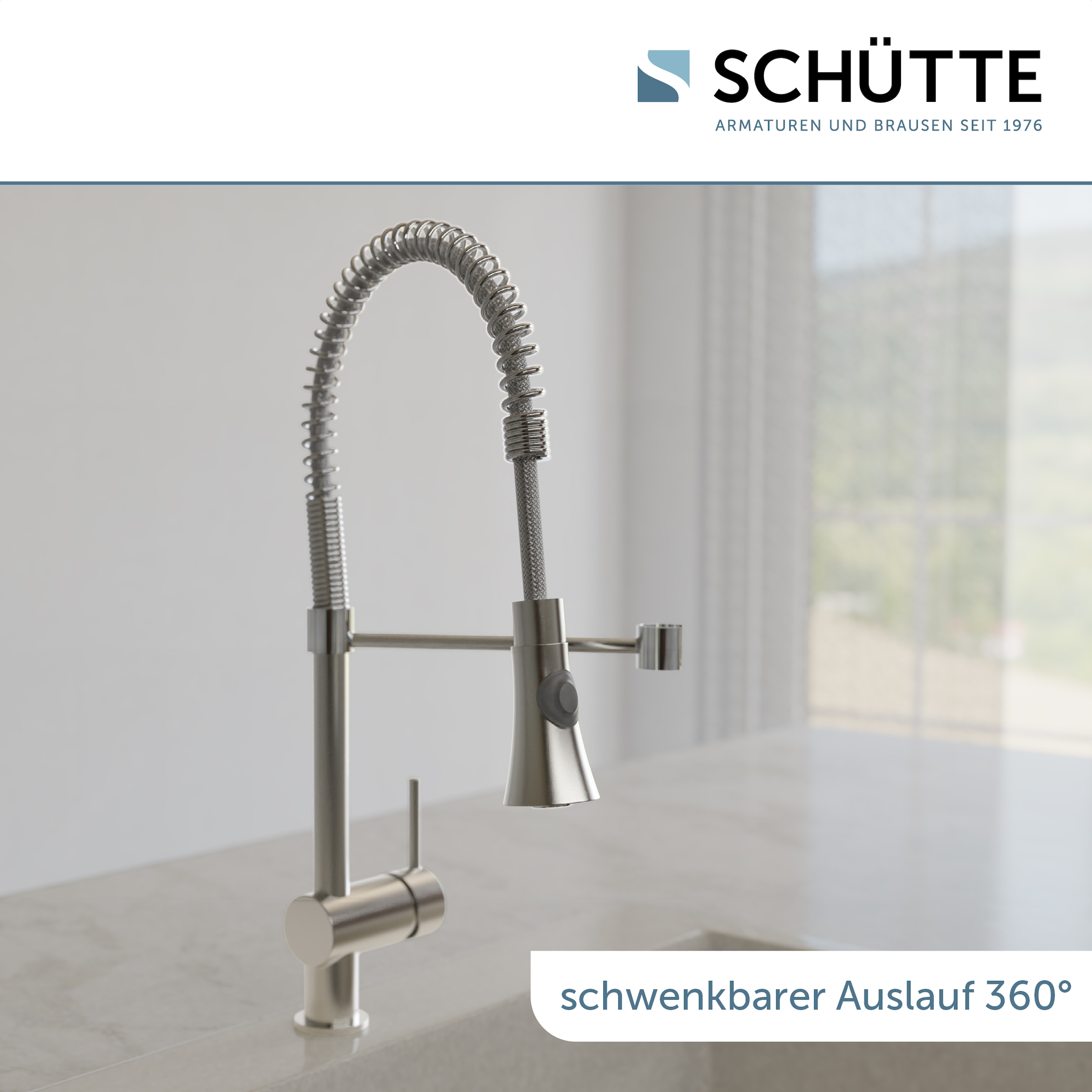 Schütte Spültischarmatur »Cornwall« Niederdruckarmatur, Edelstahl, Cold-Start, 2-Strahlbrause, schwenkbar