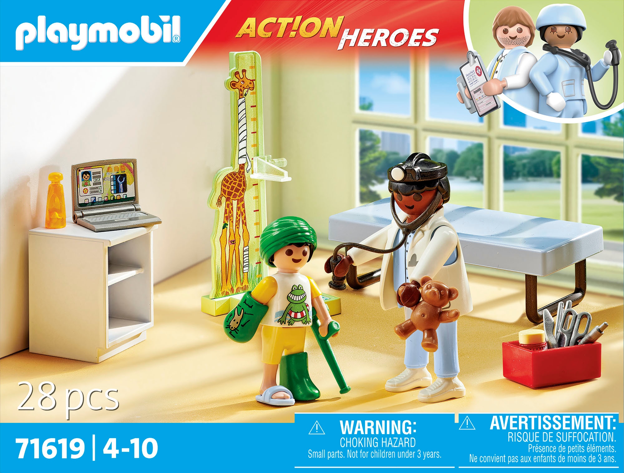 Playmobil® Konstruktions-Spielset »Kinderarzt mit Teddybär (71619), Action Heroes« Made in Europe