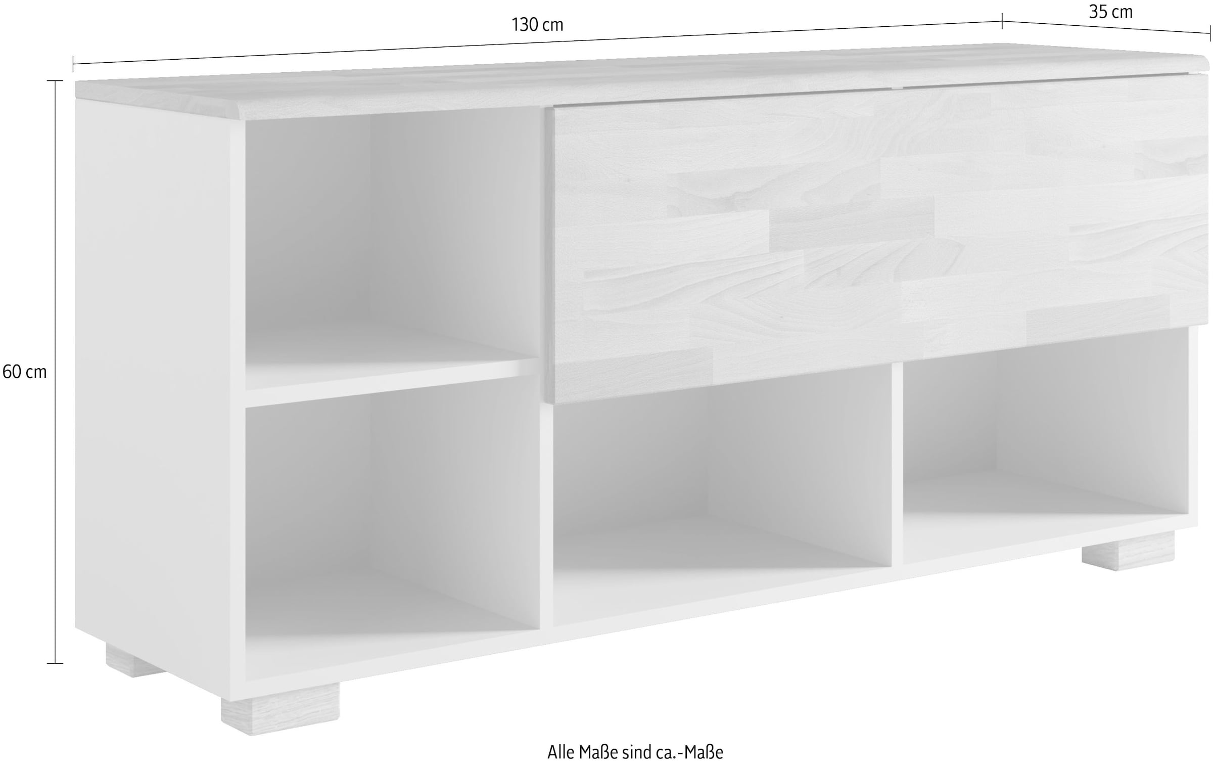 Home affaire Table basse »Citra teilmassiv« Höhe 45cm,moderne grifflose Optik mit push to open Funktion