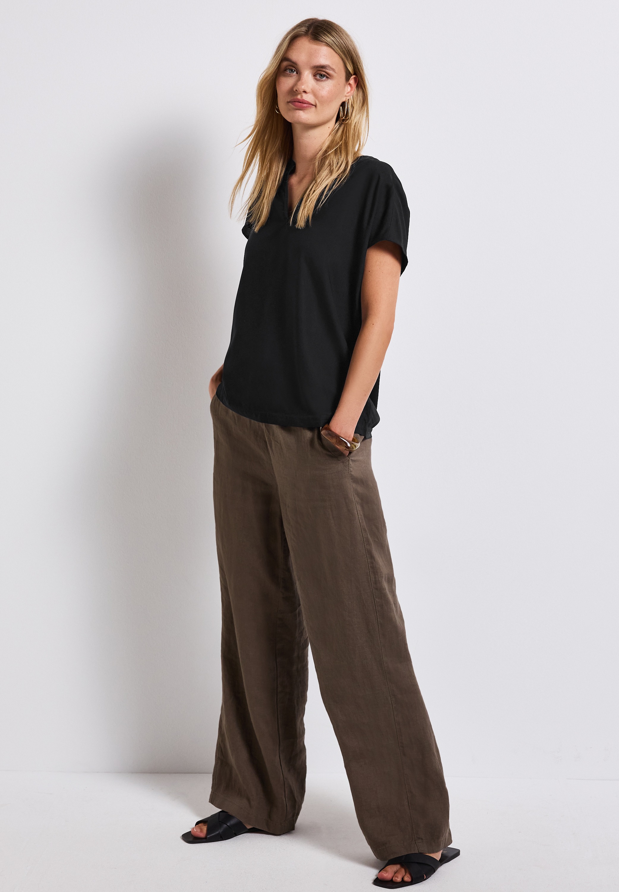 STREET ONE Blouse à manches courtes , Split Neck
