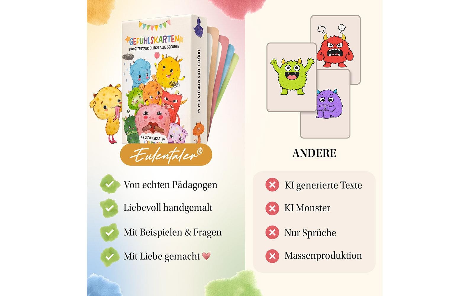   Jeu »Eulentaler Gefühlskarten Monster, 44 Karten« Pädagogisches Kartenset zur Förderung emotionaler Kompetenz