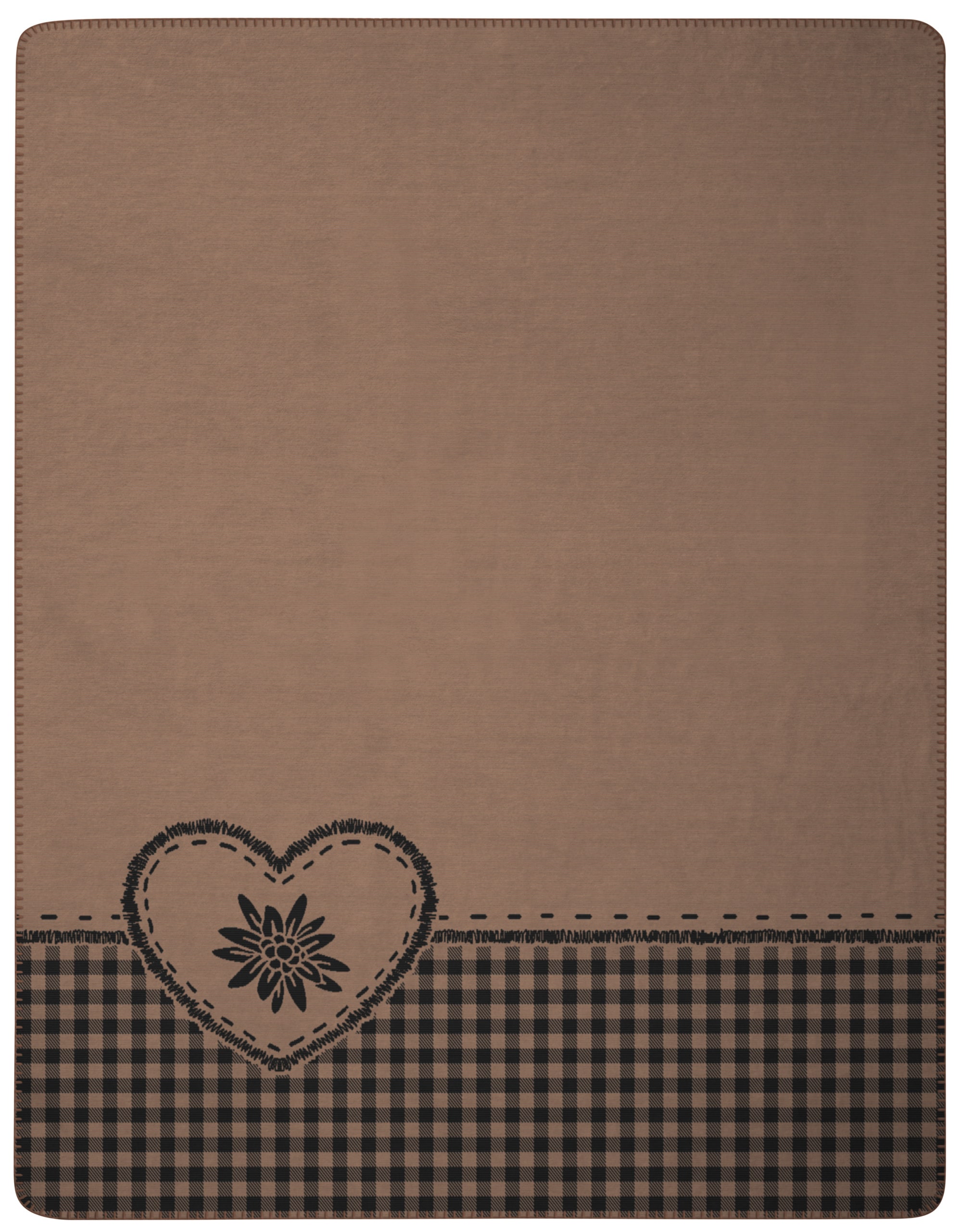 Biederlack Wohndecke »Alp Charm« Herzmotiv mit Enzianblüte mit klassischem Karo