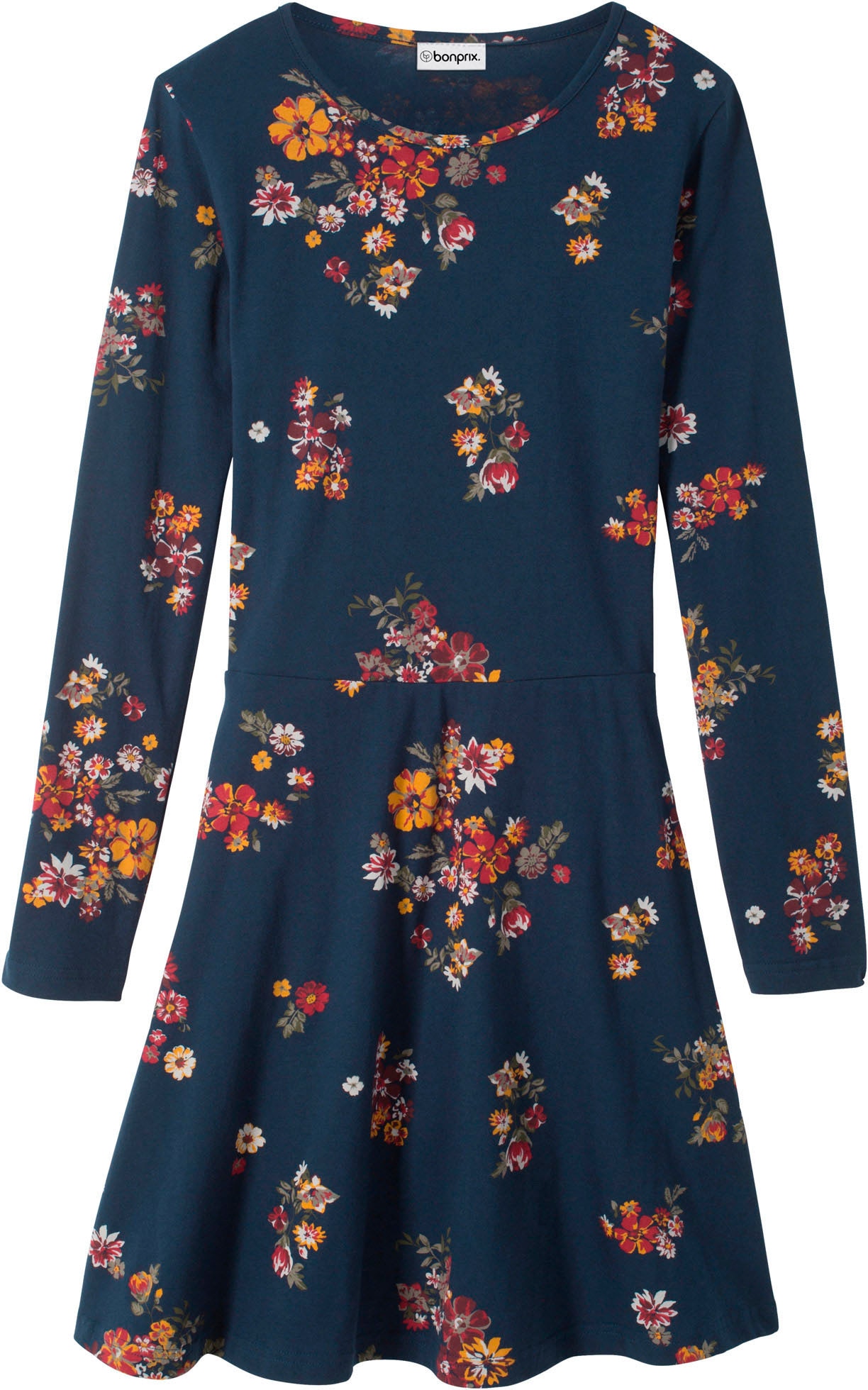 bonprix Robe en jersey für Alltag, aus Baumwolle, Regular Fit, mit schwingendem Rockteil