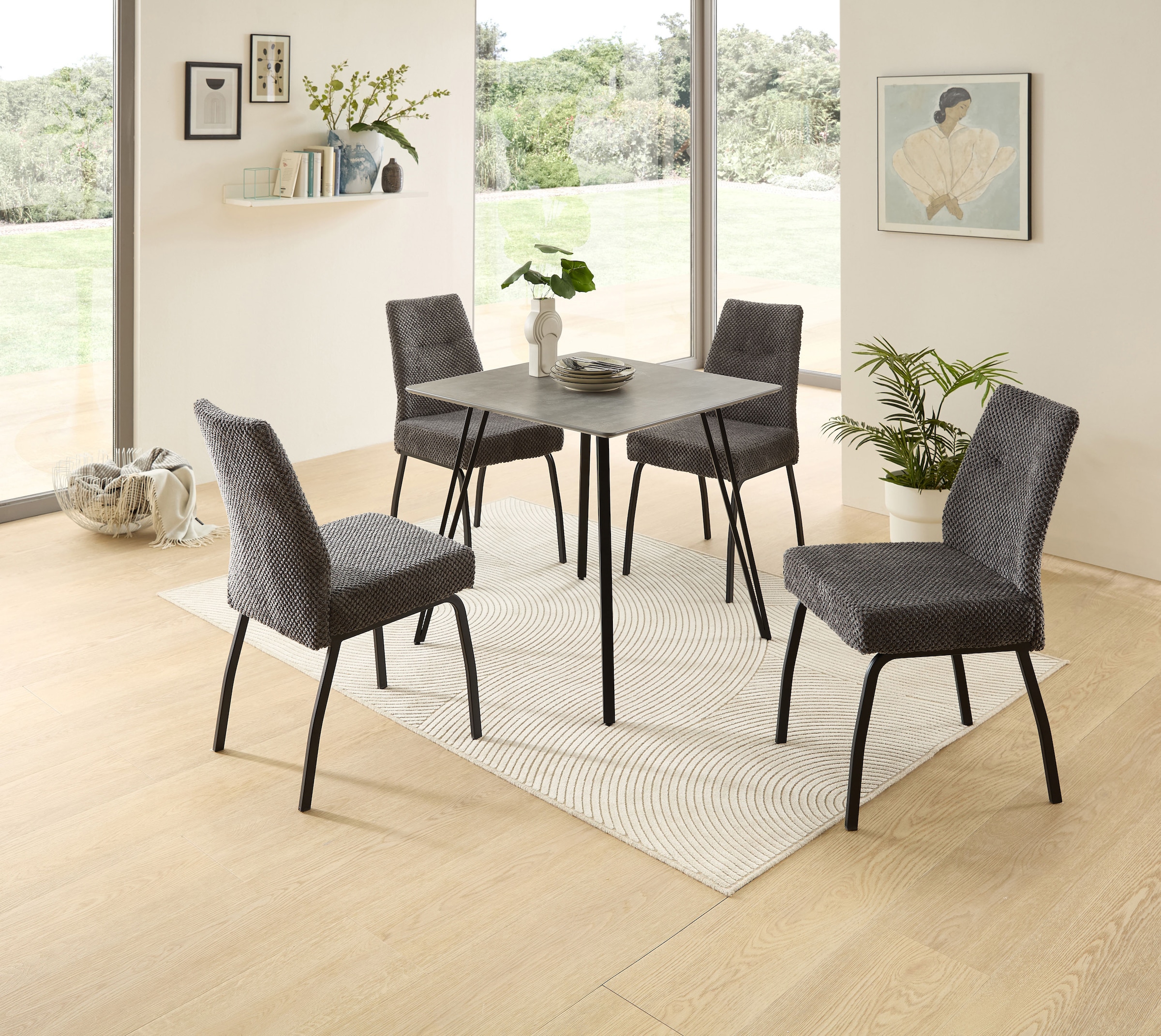 Stolkom Esstisch »Fieteni Esstisch B/H/T 80x75x80 cm« 1 Stk. tlg. Schweizer Kante, pulverbeschichtet