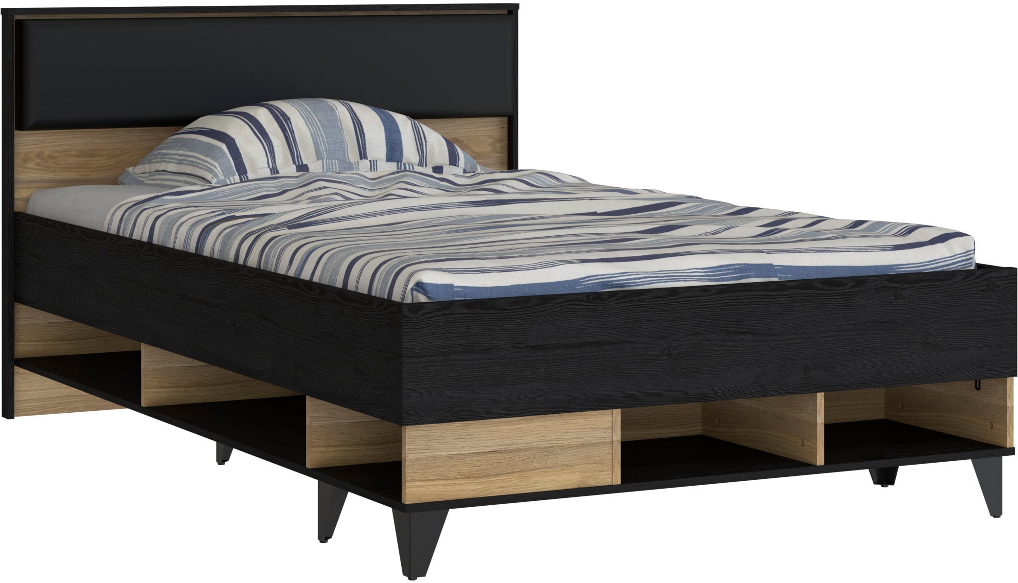 FORTE Lit de rangement »Lya« lit d'enfant moderne, beaucoup de rangement, tête de lit rembourrée
