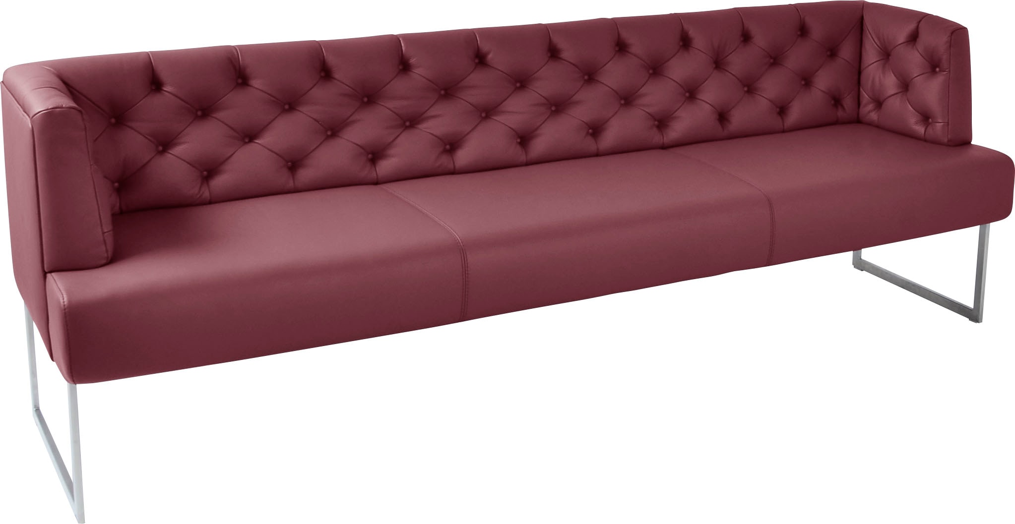 K+W Komfort & Wohnen Banc rembourré »Creso« style Chesterfield moderne, pieds aspect acier inoxydable