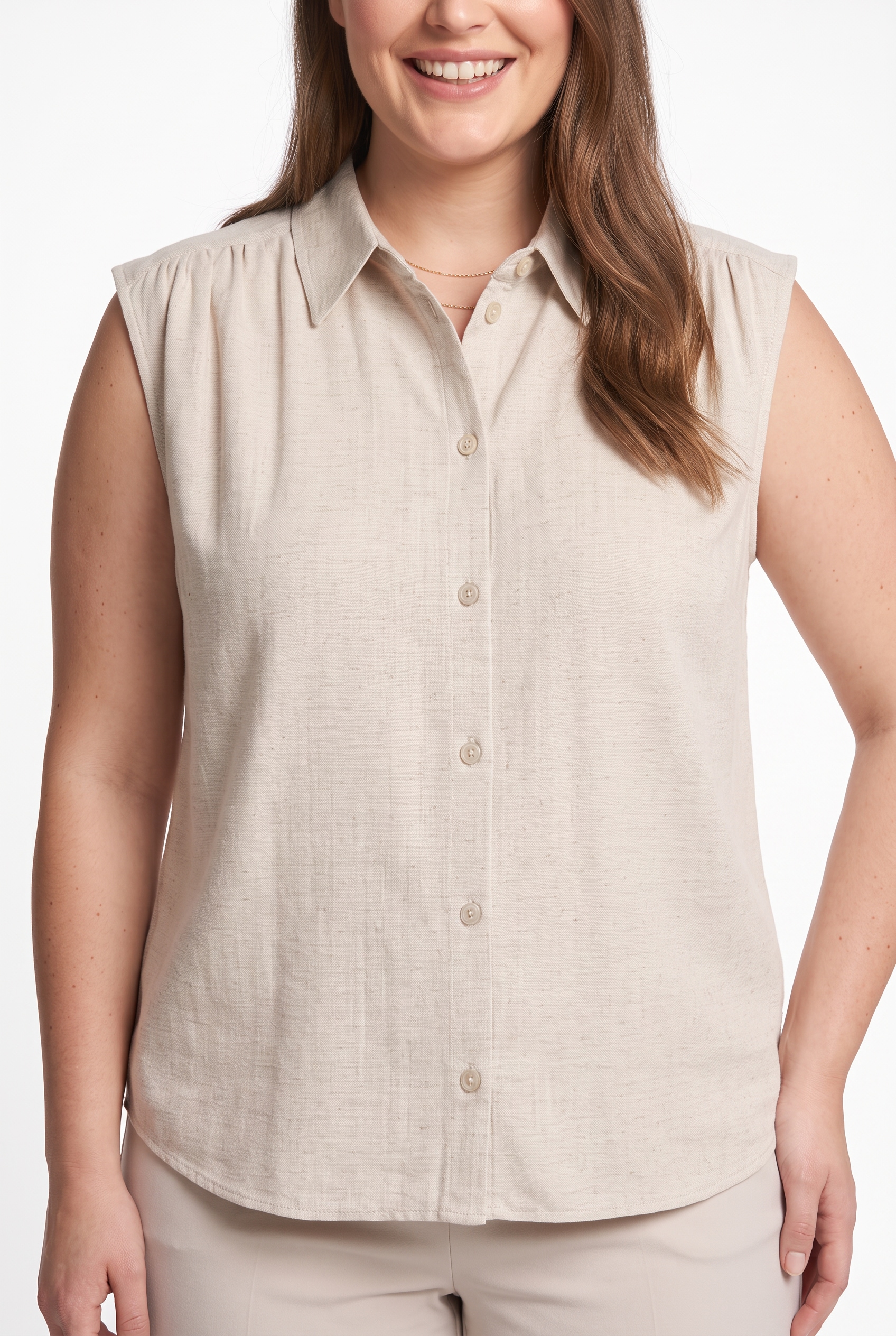 ONLY CARMAKOMA Top chemisier »CARSIESTA S/L LINEN BL SHIRT PNT NOOS« mélange viscose, coupe régulière, avec lin