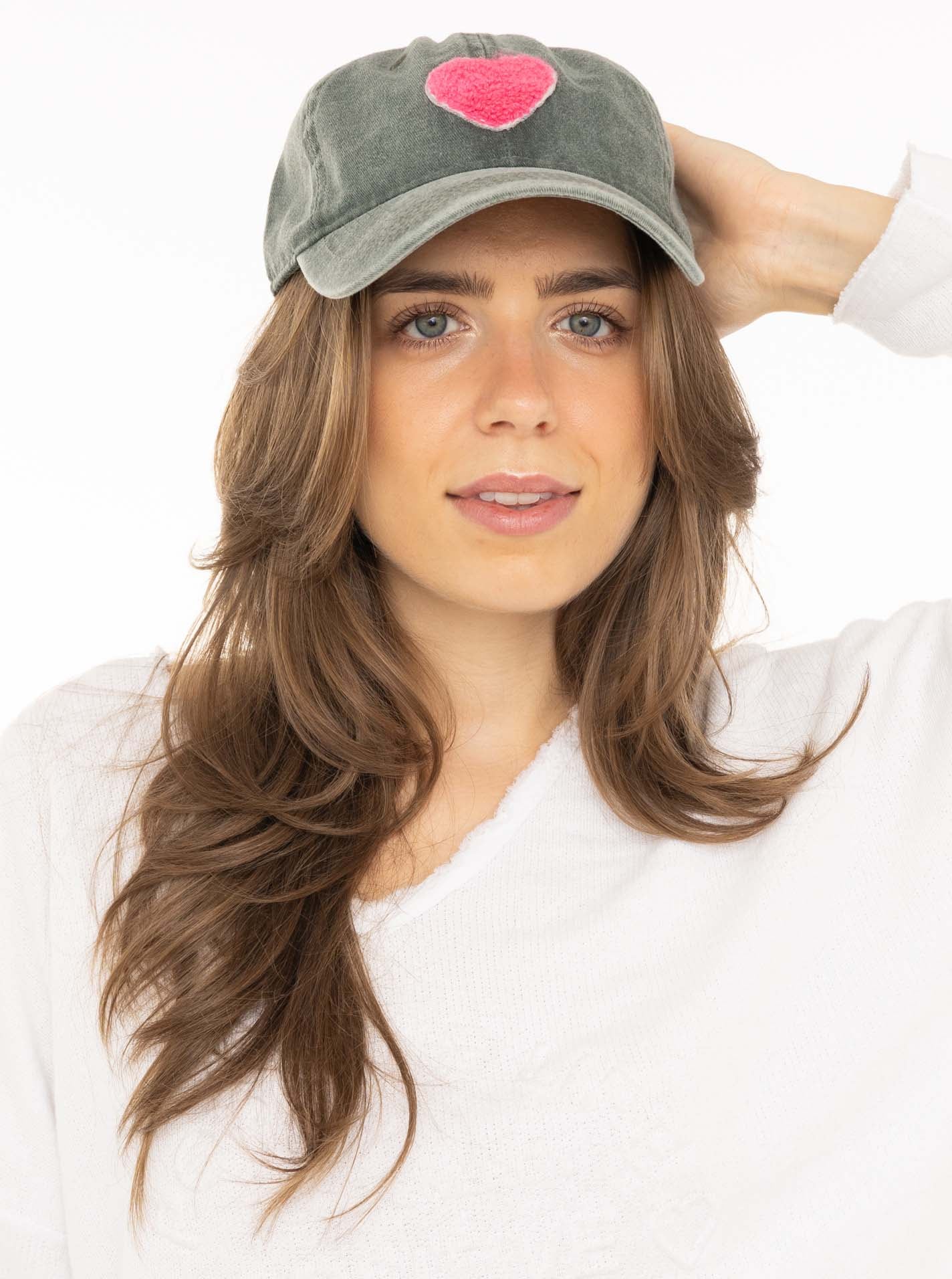 Zwillingsherz Baseball Cap »"Herz"« Pinkes Teddy-Herzpatch, vintage Look